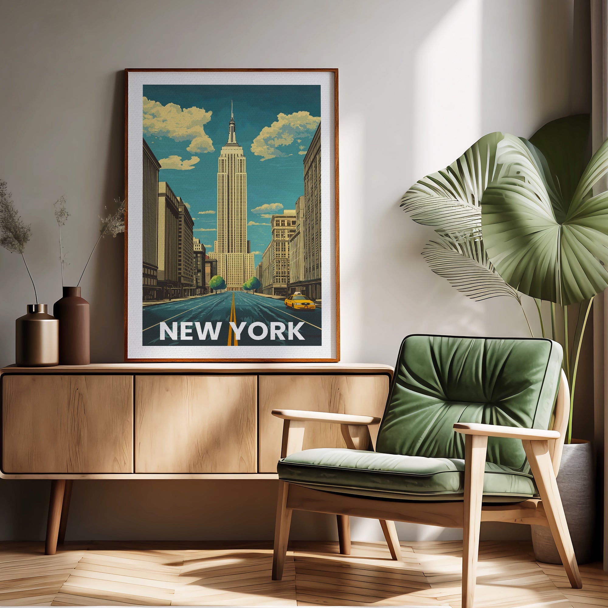 New York Empire State Building Vintage City Travel Poster
