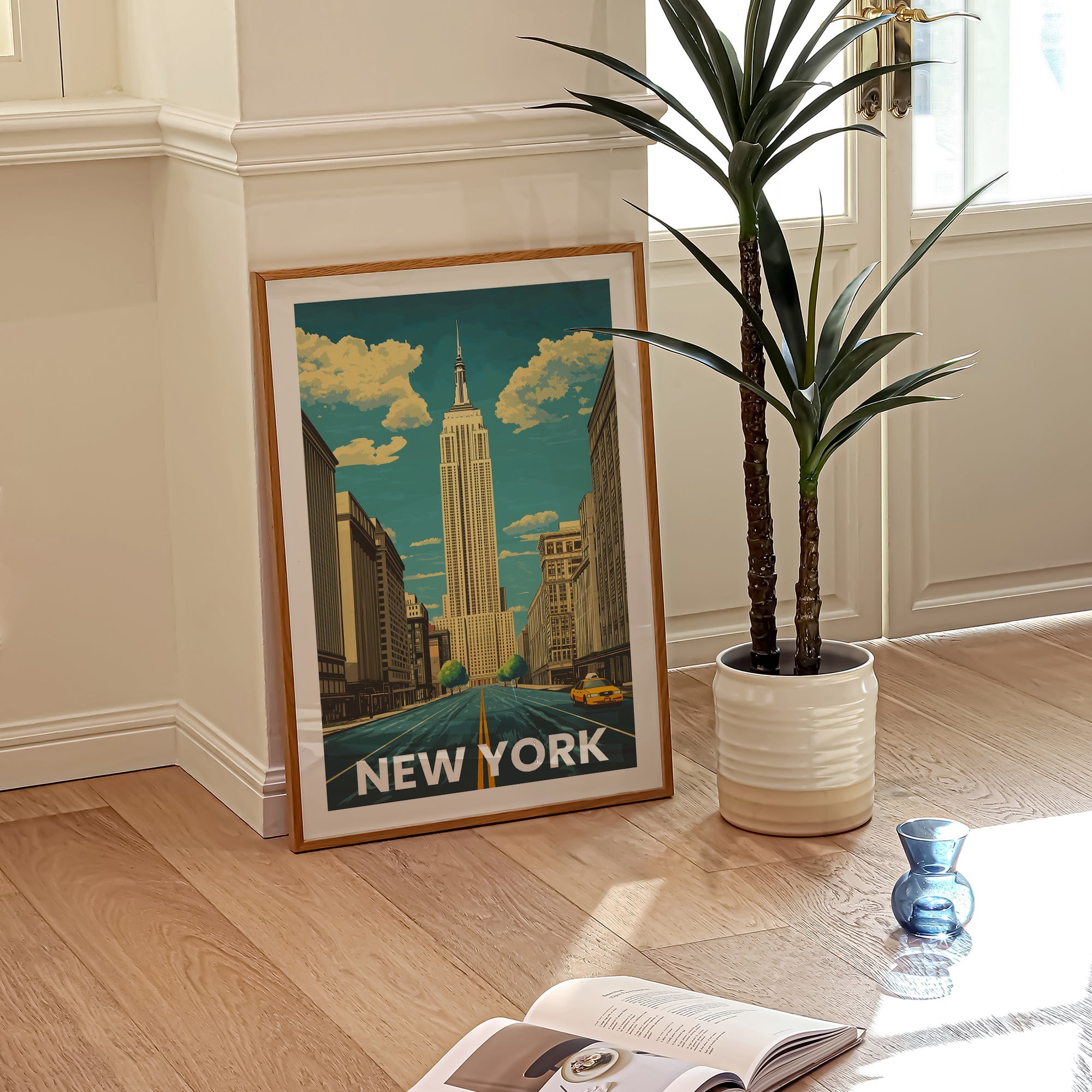New York Empire State Building Vintage City Travel Poster