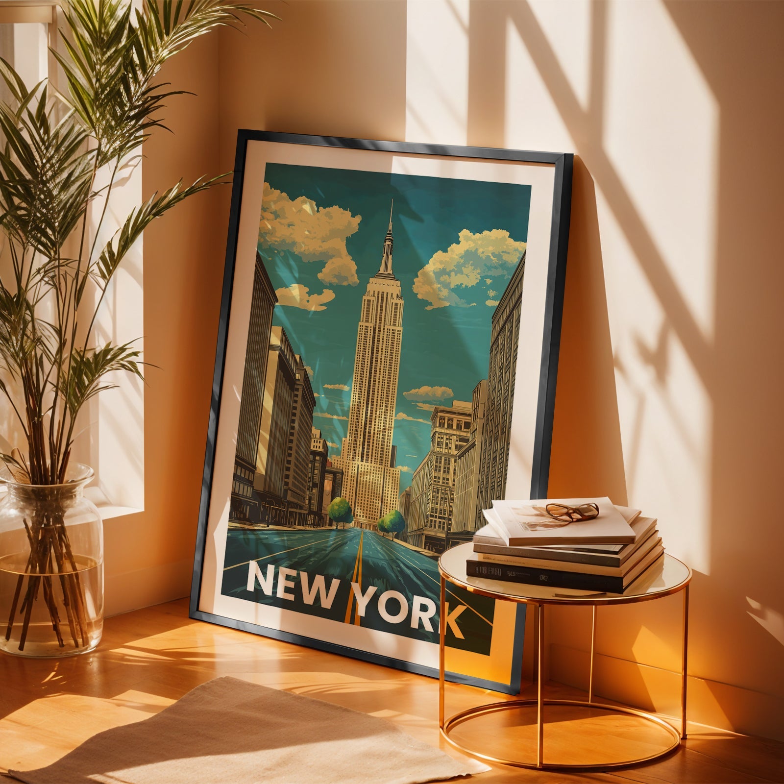 New York Empire State Building Vintage City Travel Poster