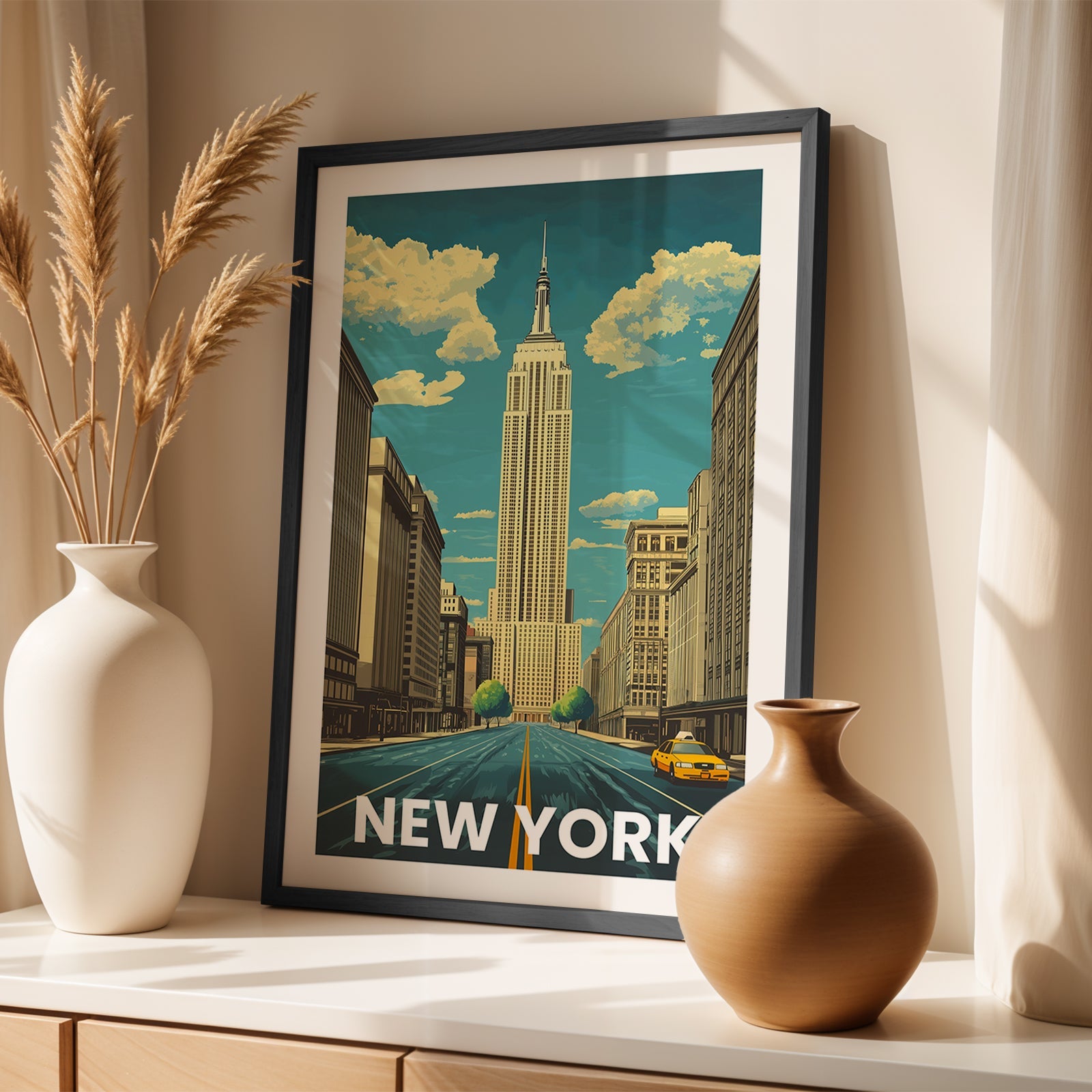 New York Empire State Building Vintage City Travel Poster