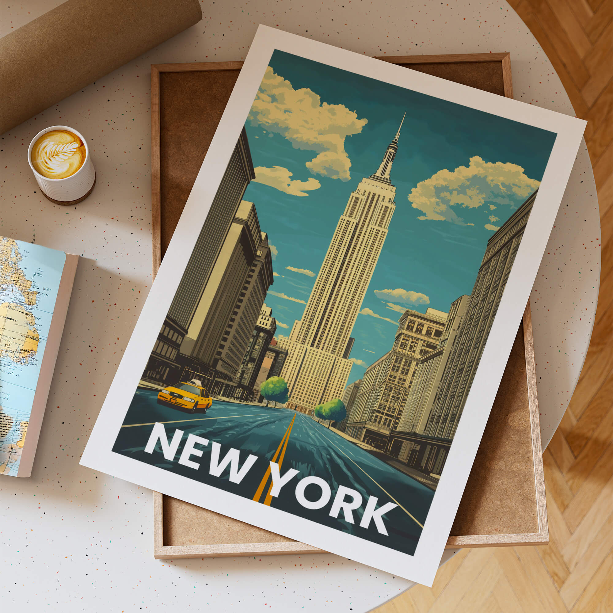 New York Empire State Building Vintage City Travel Poster