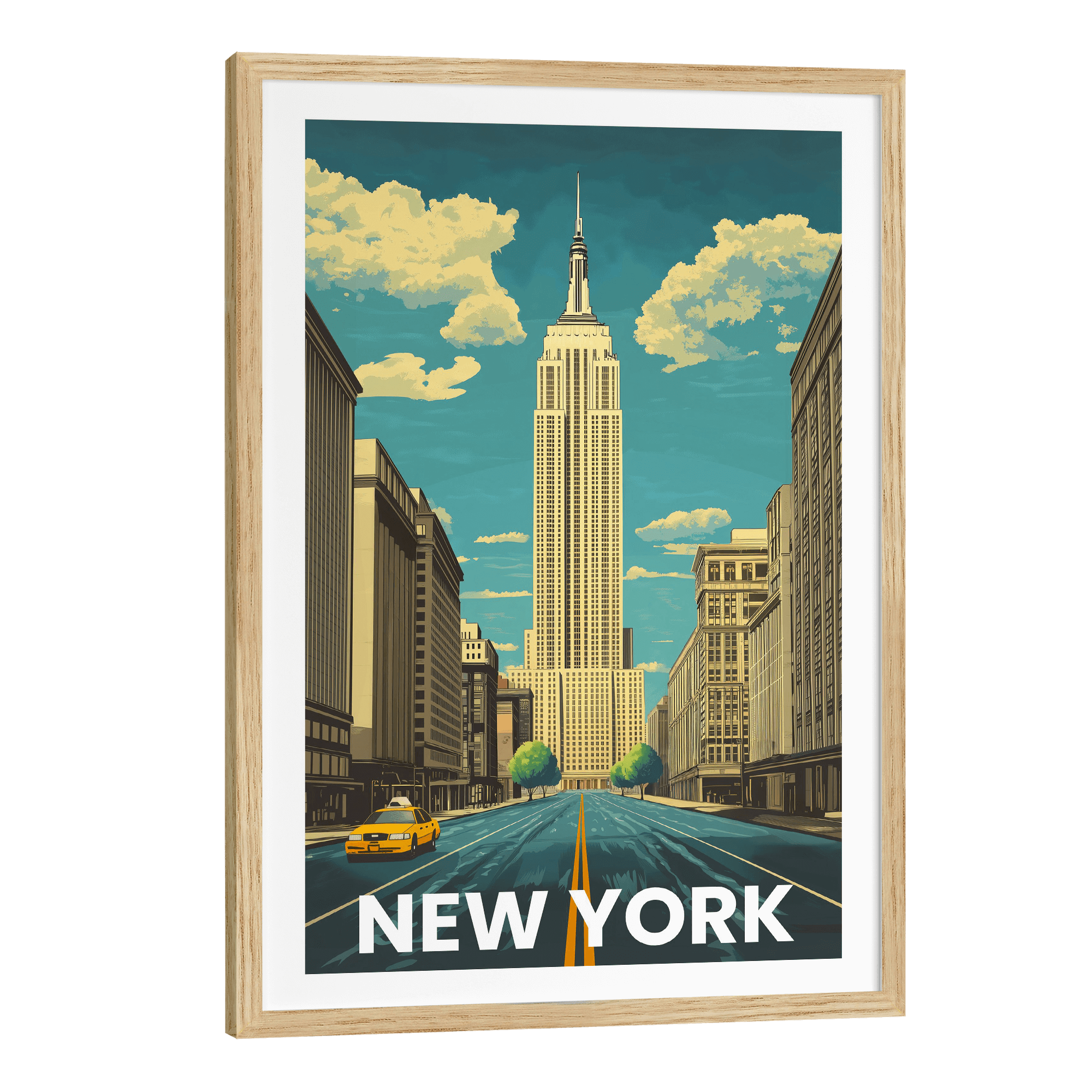 New York Empire State Building Vintage City Travel Poster
