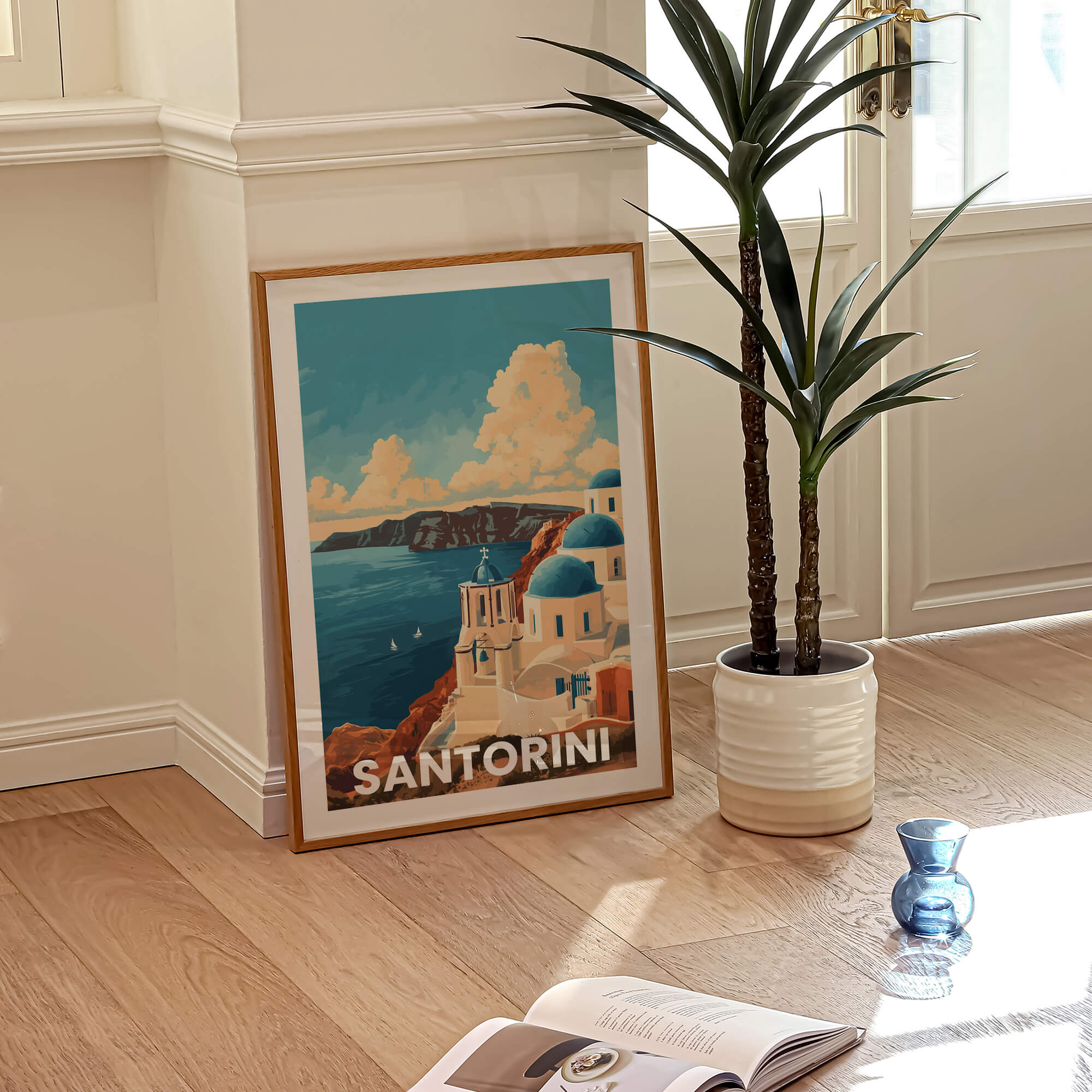 Santorini Vintage City Travel Poster