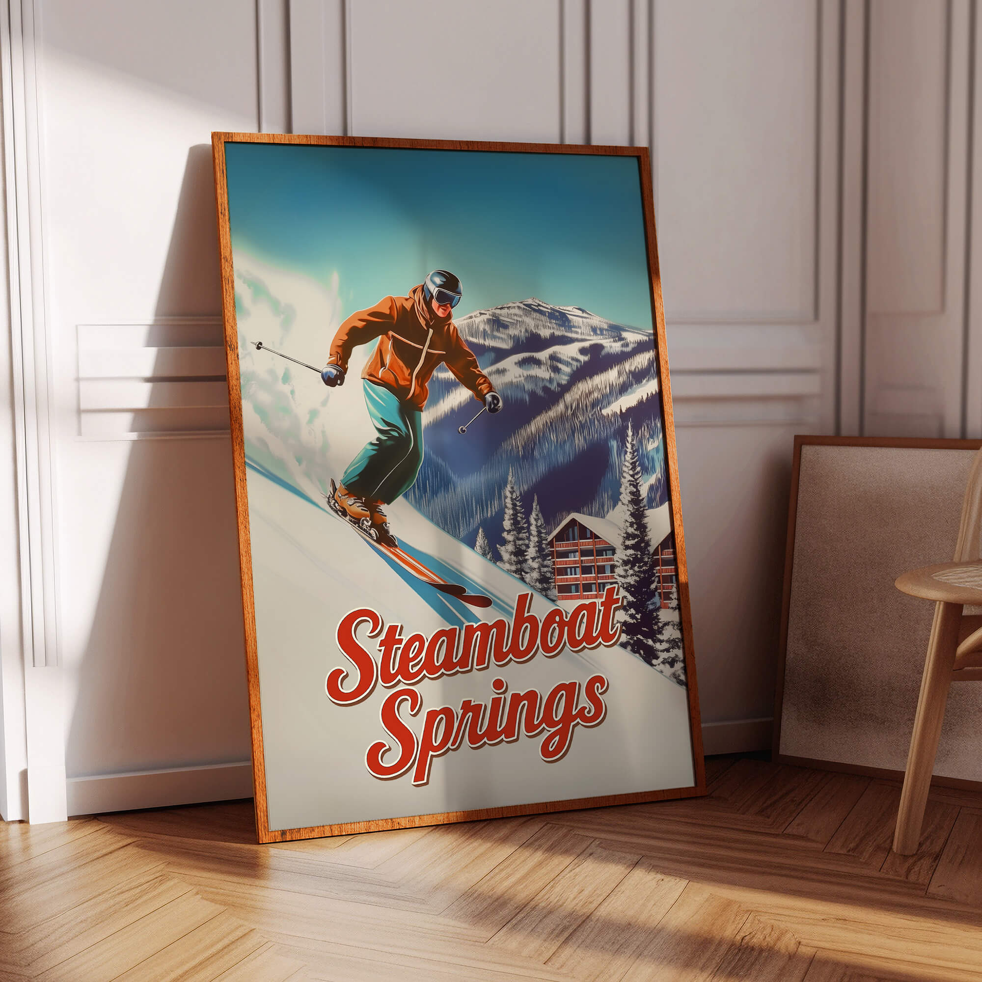 Steamboat Springs, Colorado Vintage Ski Travel Poster