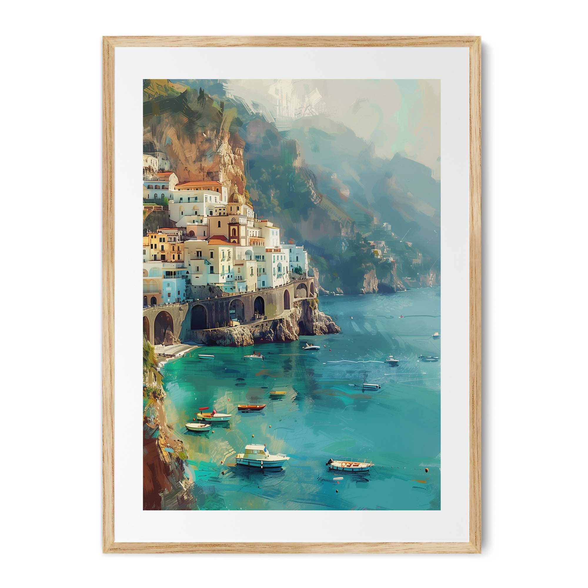 Sunlit Amalfi Waterscape Poster