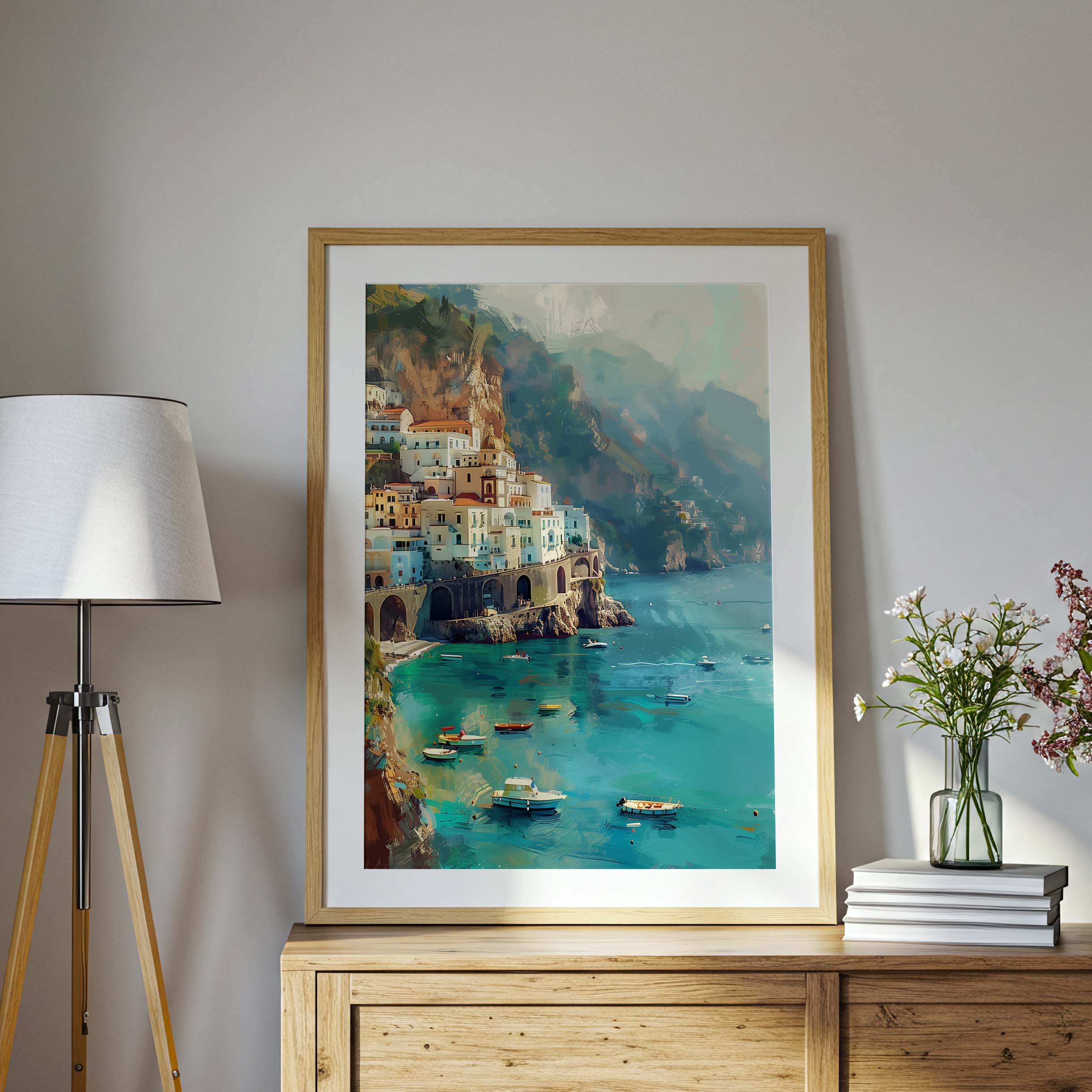 Sunlit Amalfi Waterscape Poster