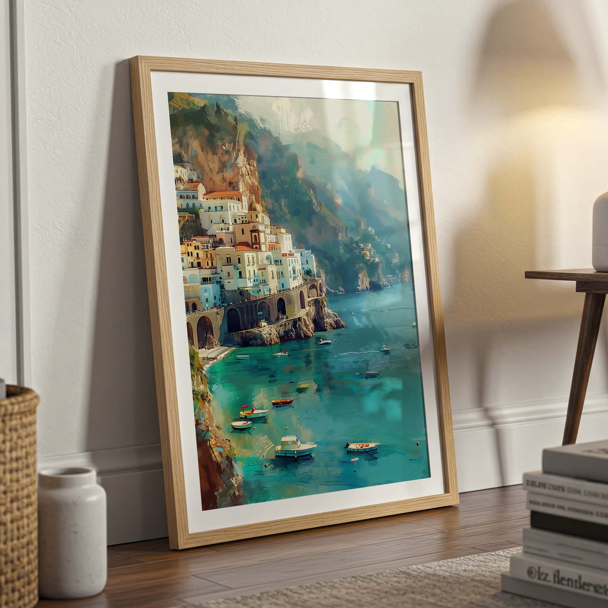 Sunlit Amalfi Waterscape Poster