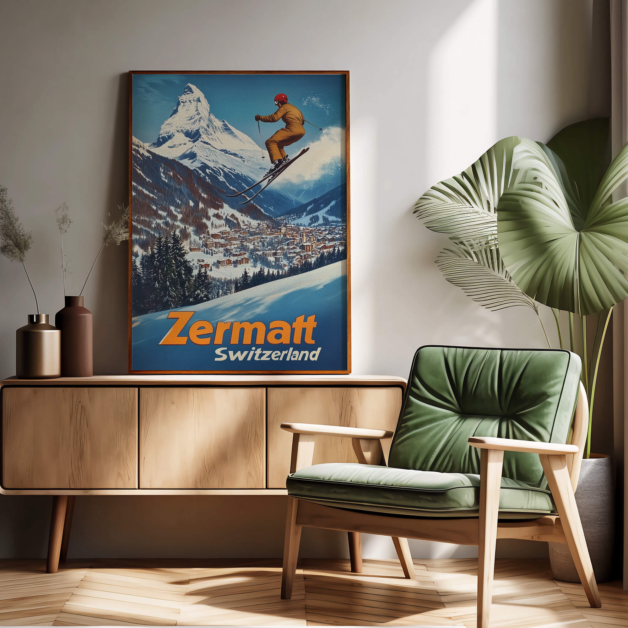 Zermatt, Switzerland Vintage Ski Travel Poster