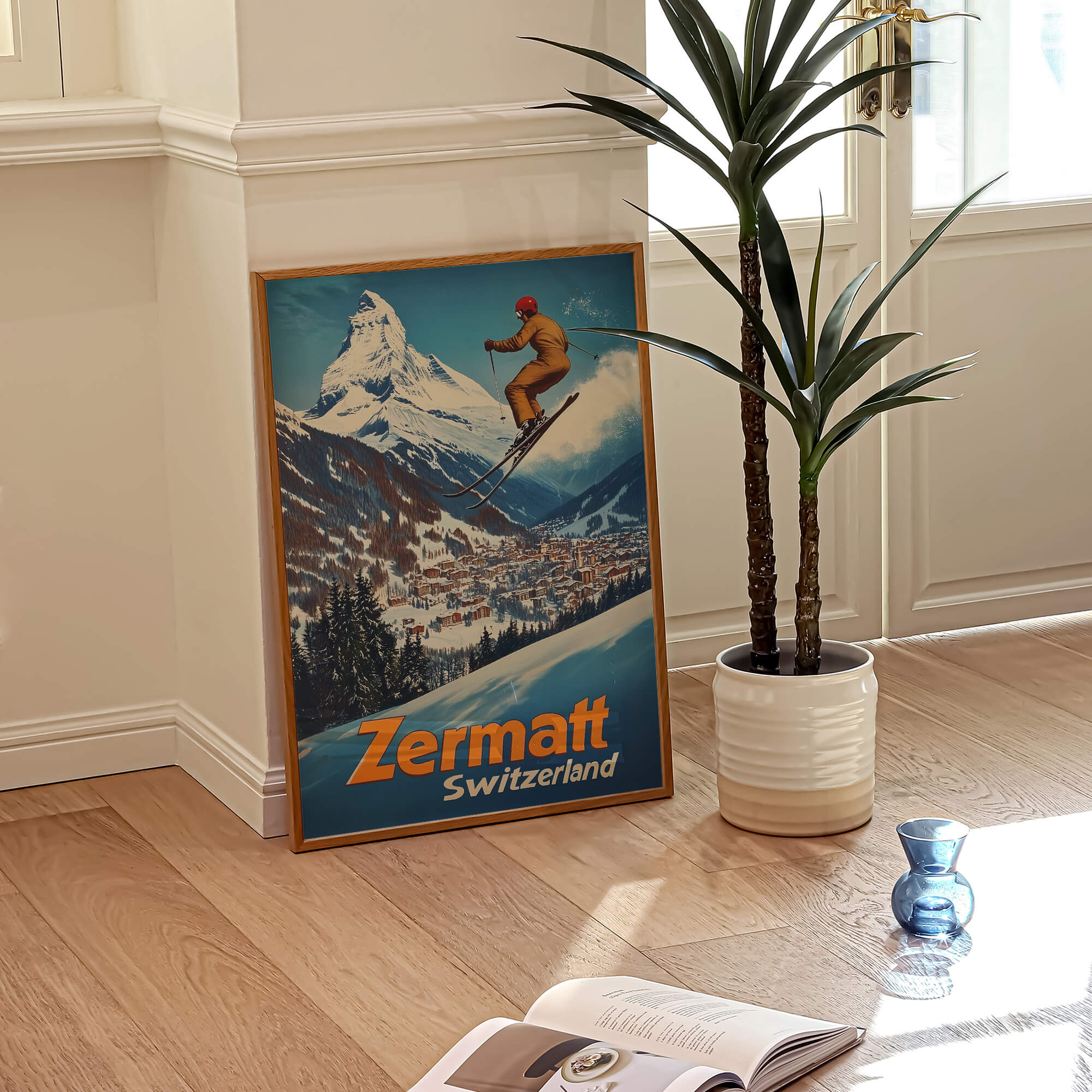Zermatt, Switzerland Vintage Ski Travel Poster
