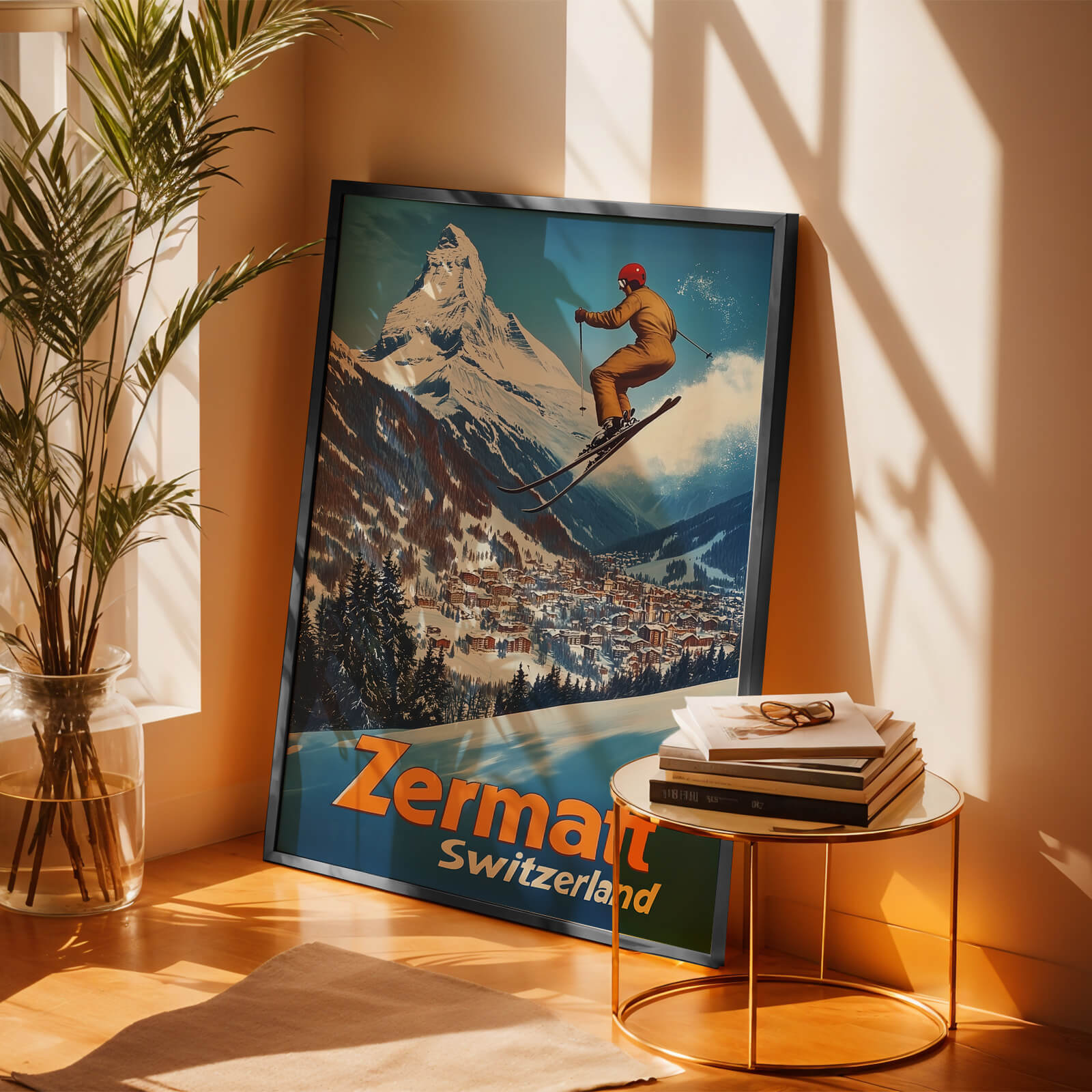 Zermatt, Switzerland Vintage Ski Travel Poster