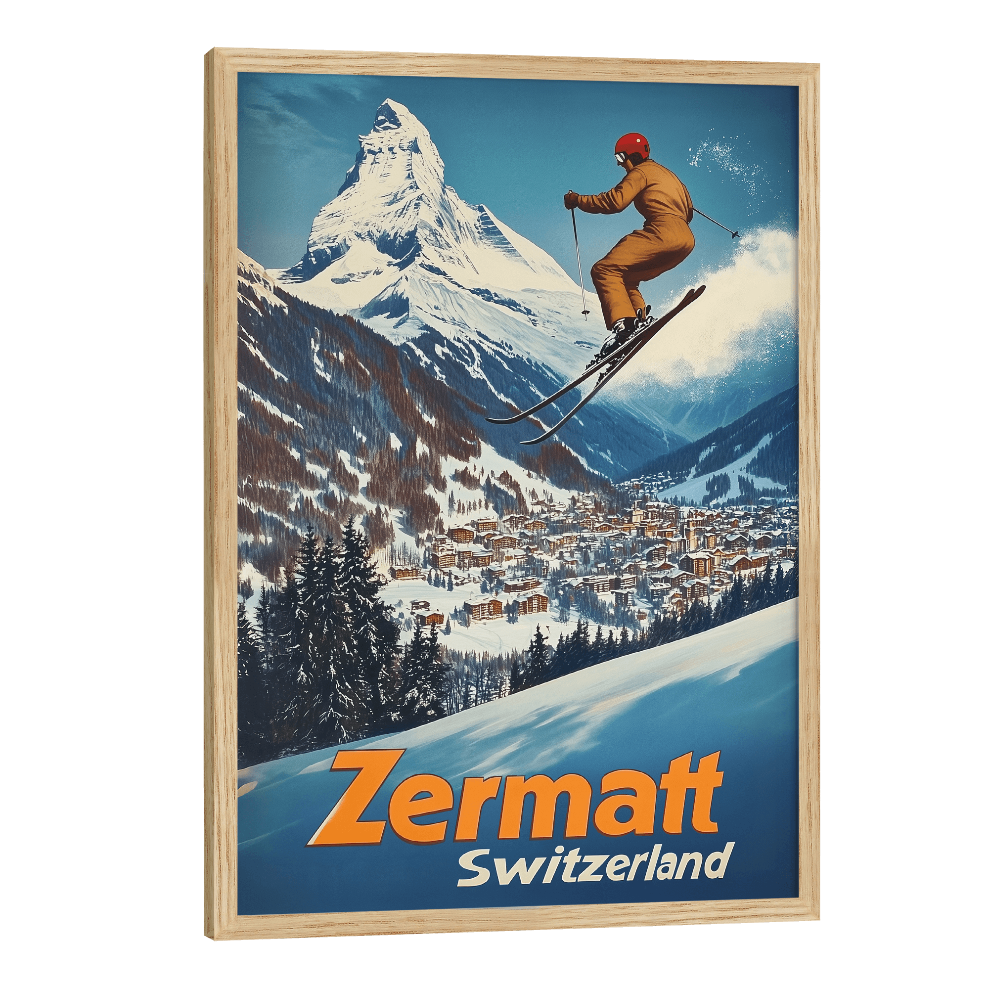Zermatt, Switzerland Vintage Ski Travel Poster