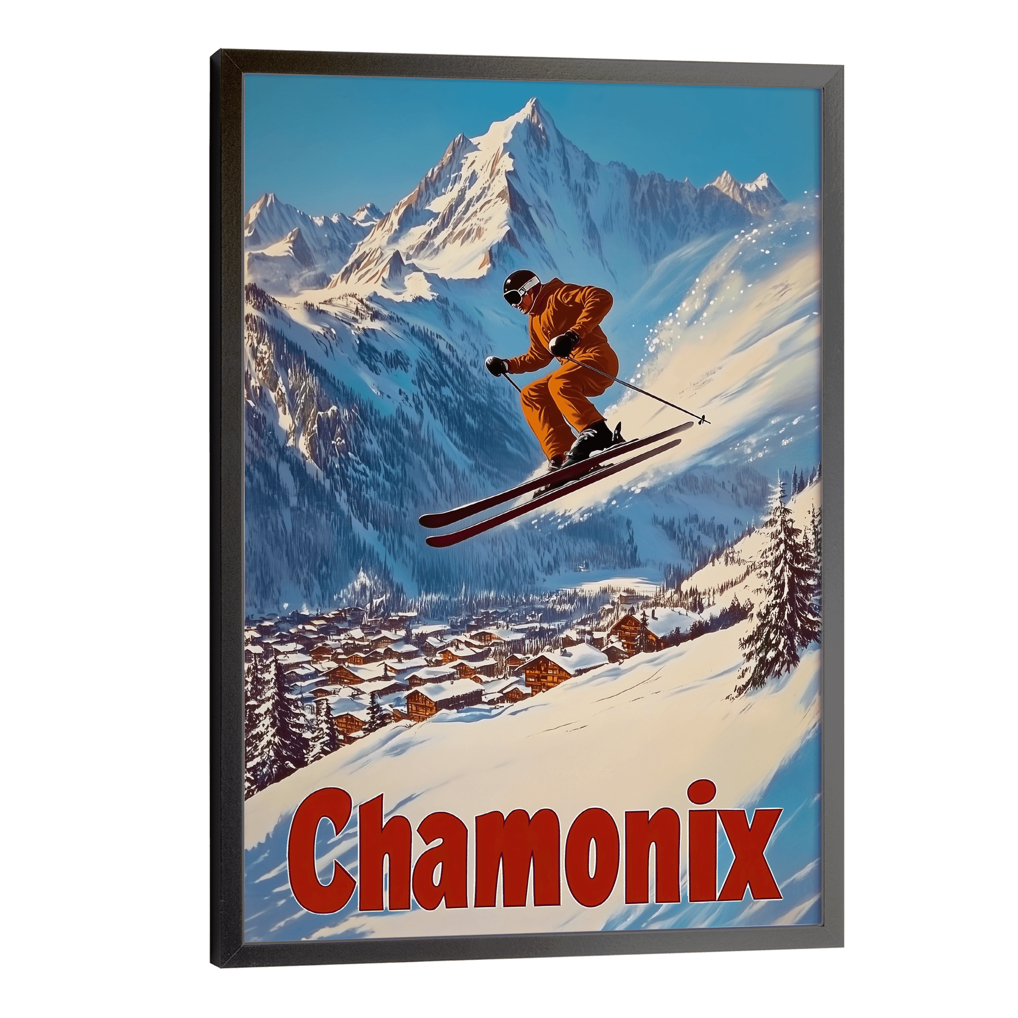 Chamonix, France Vintage Ski Travel Poster