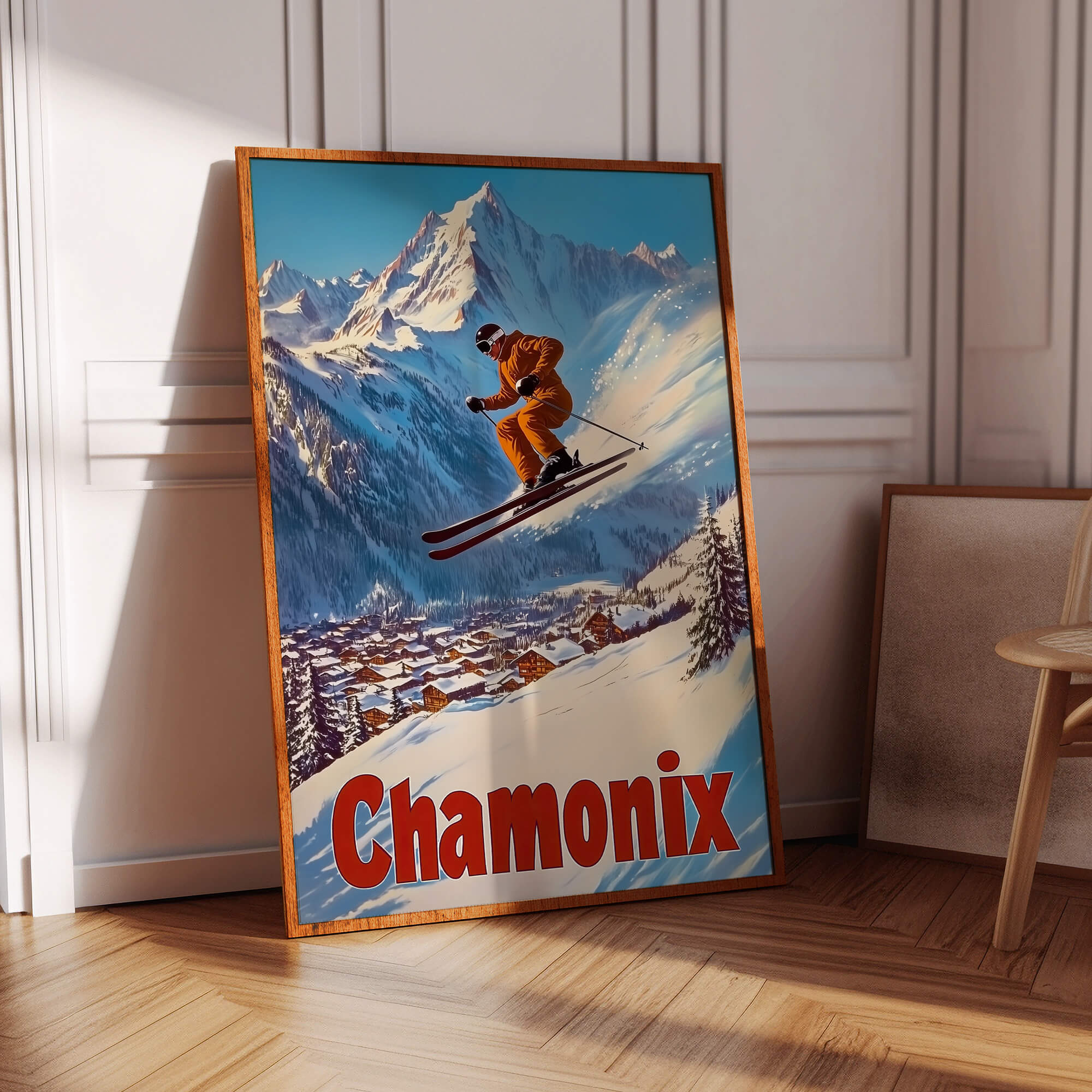 Chamonix, France Vintage Ski Travel Poster