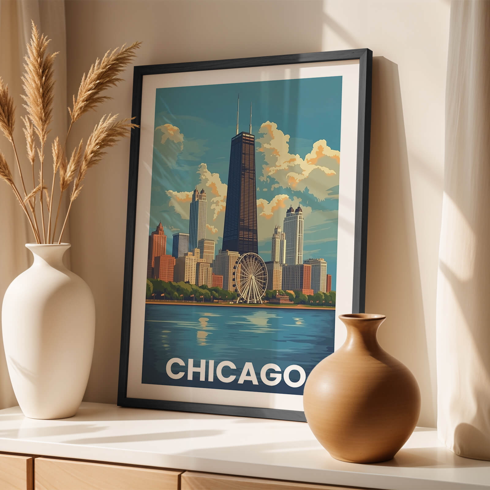Chicago Vintage City Travel Poster