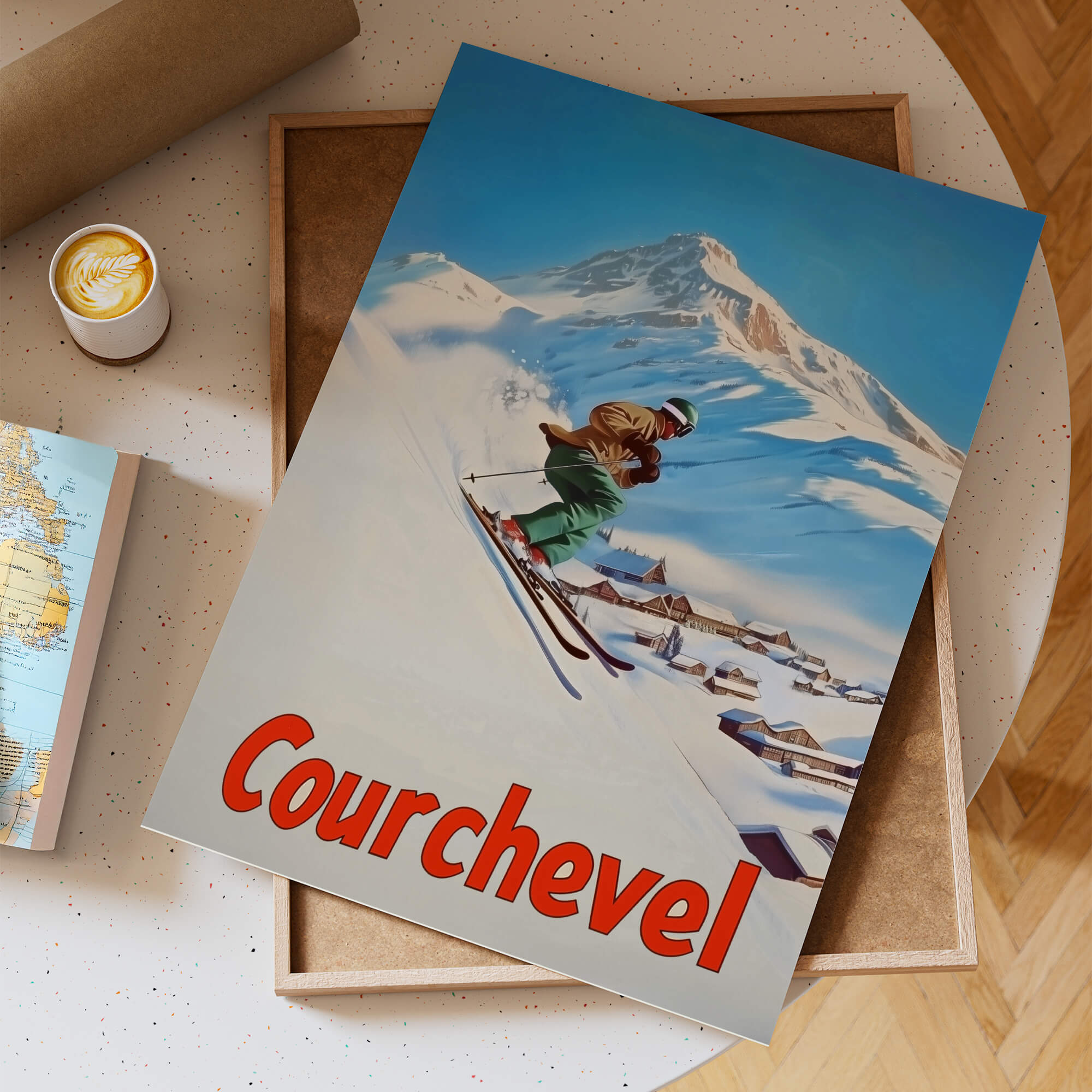 Courchevel, France Vintage Ski Travel Poster