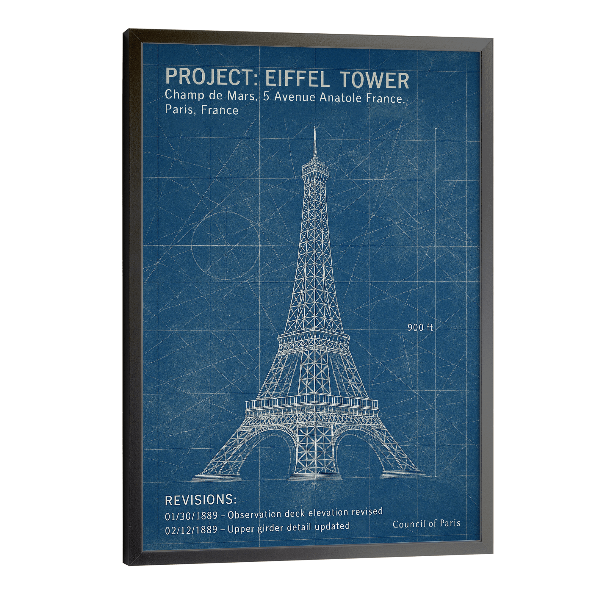 Eiffel Tower Blueprint Poster