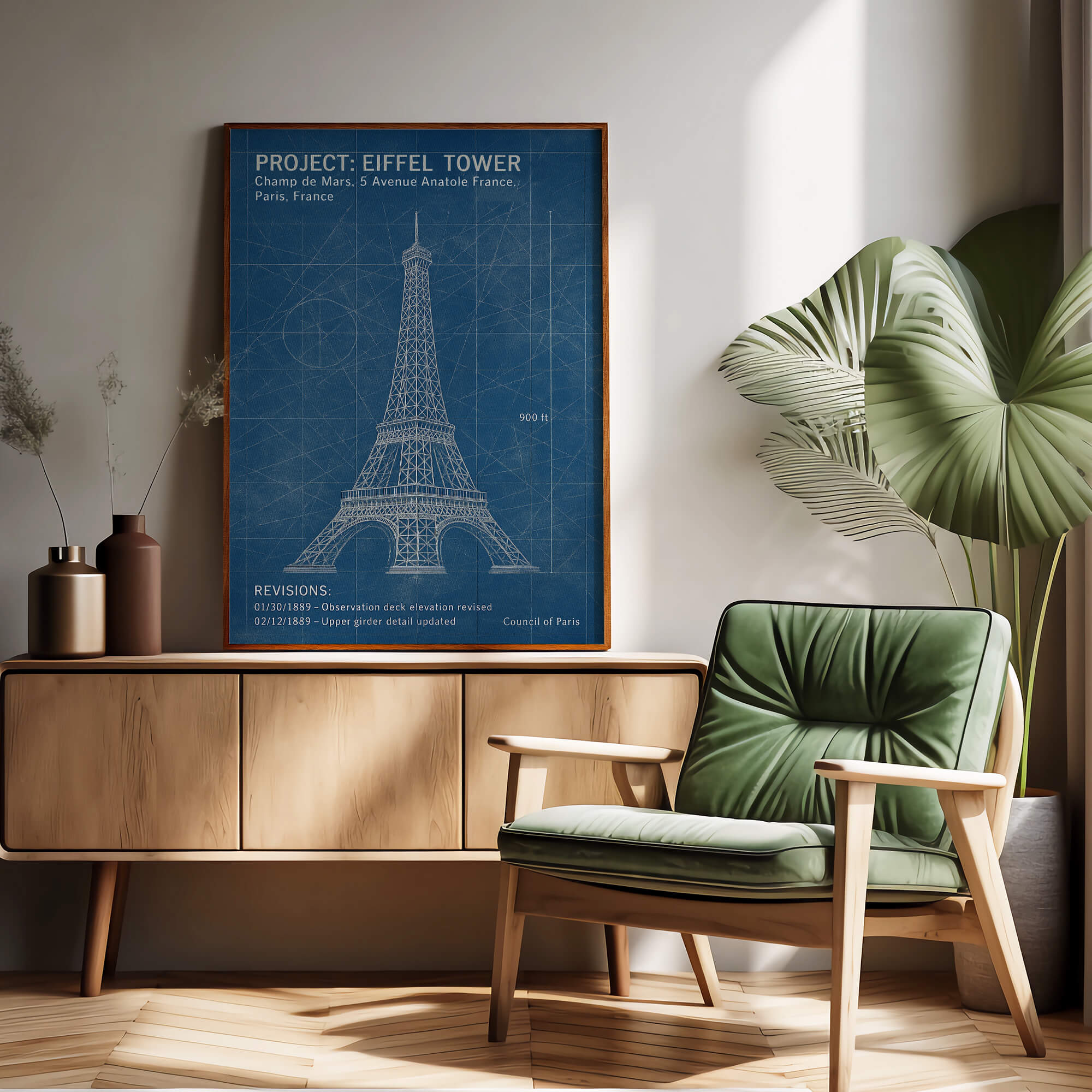 Eiffel Tower Blueprint Poster