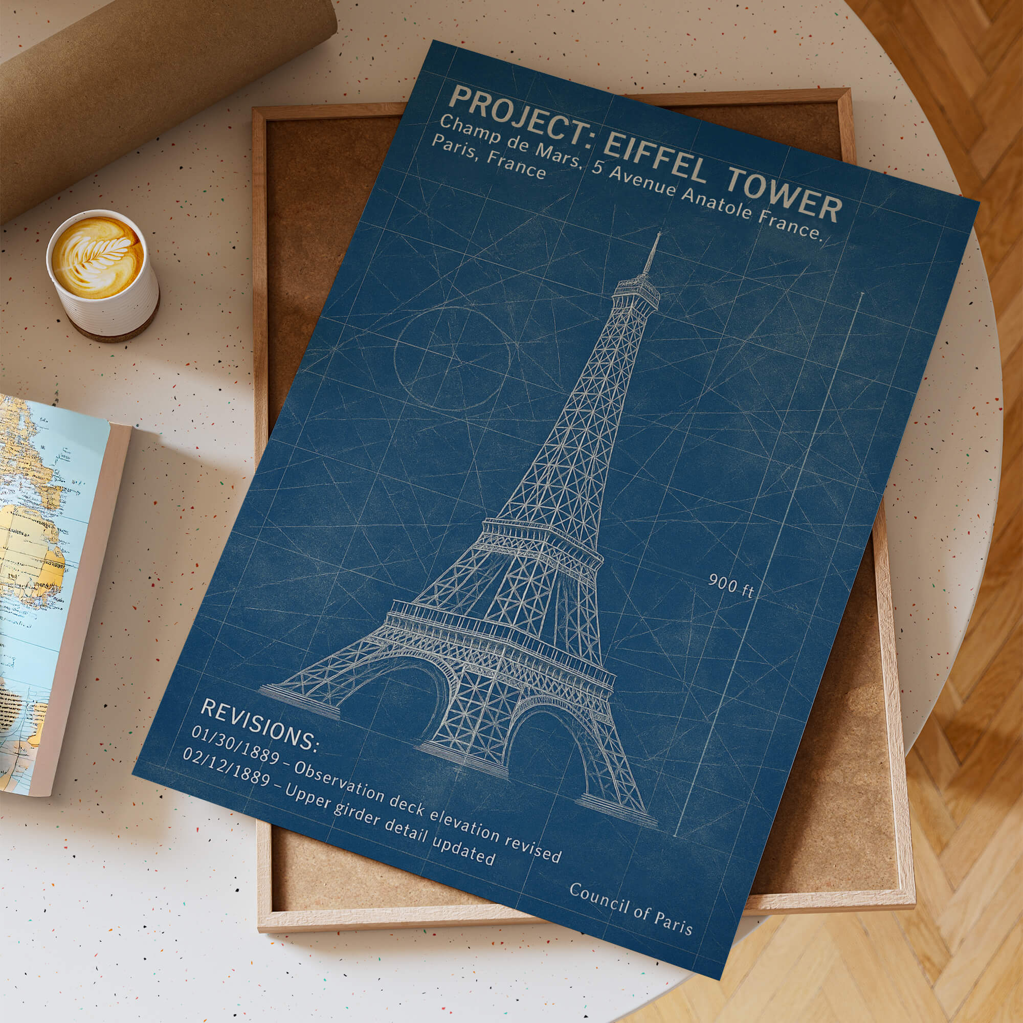Eiffel Tower Blueprint Poster