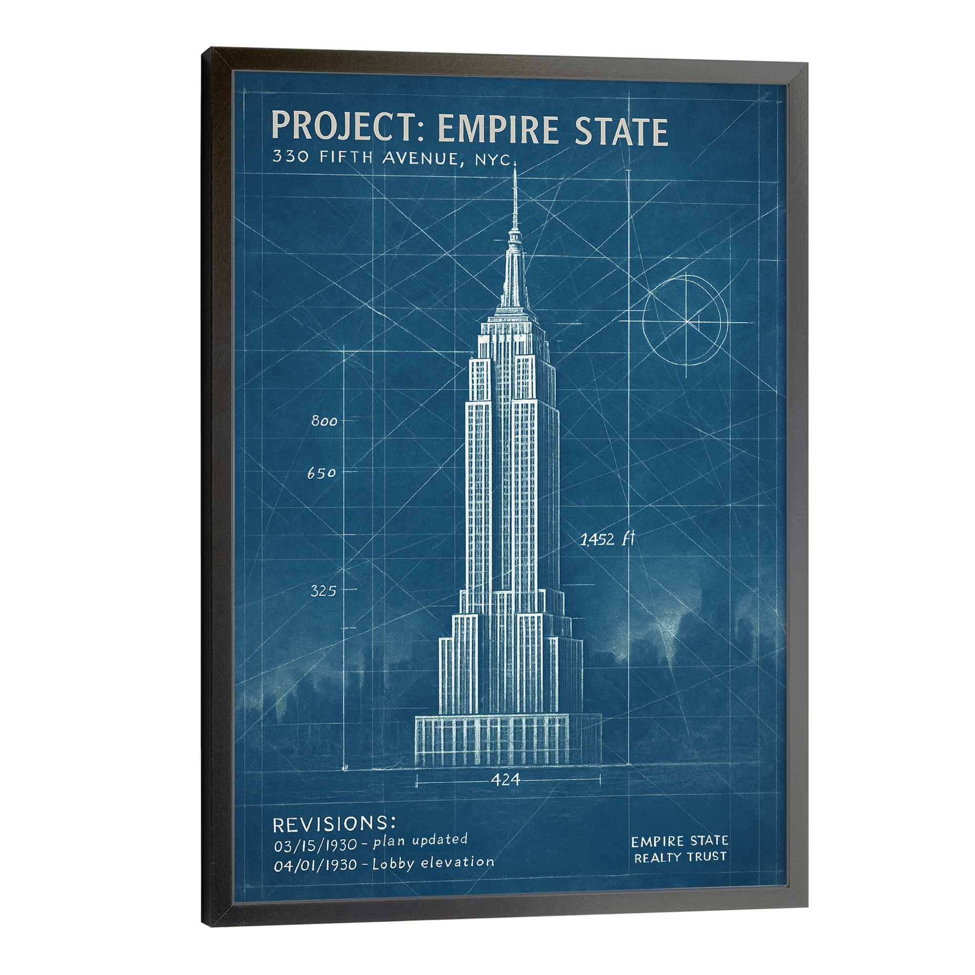 Empire State Building Blueprint Poster
