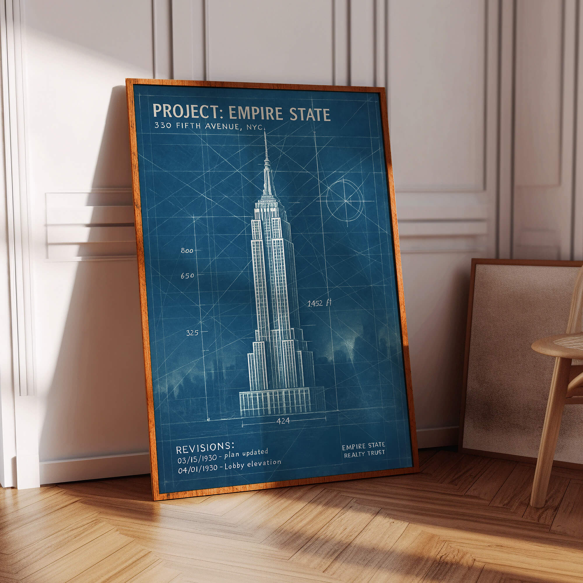 Empire State Building Blueprint Poster