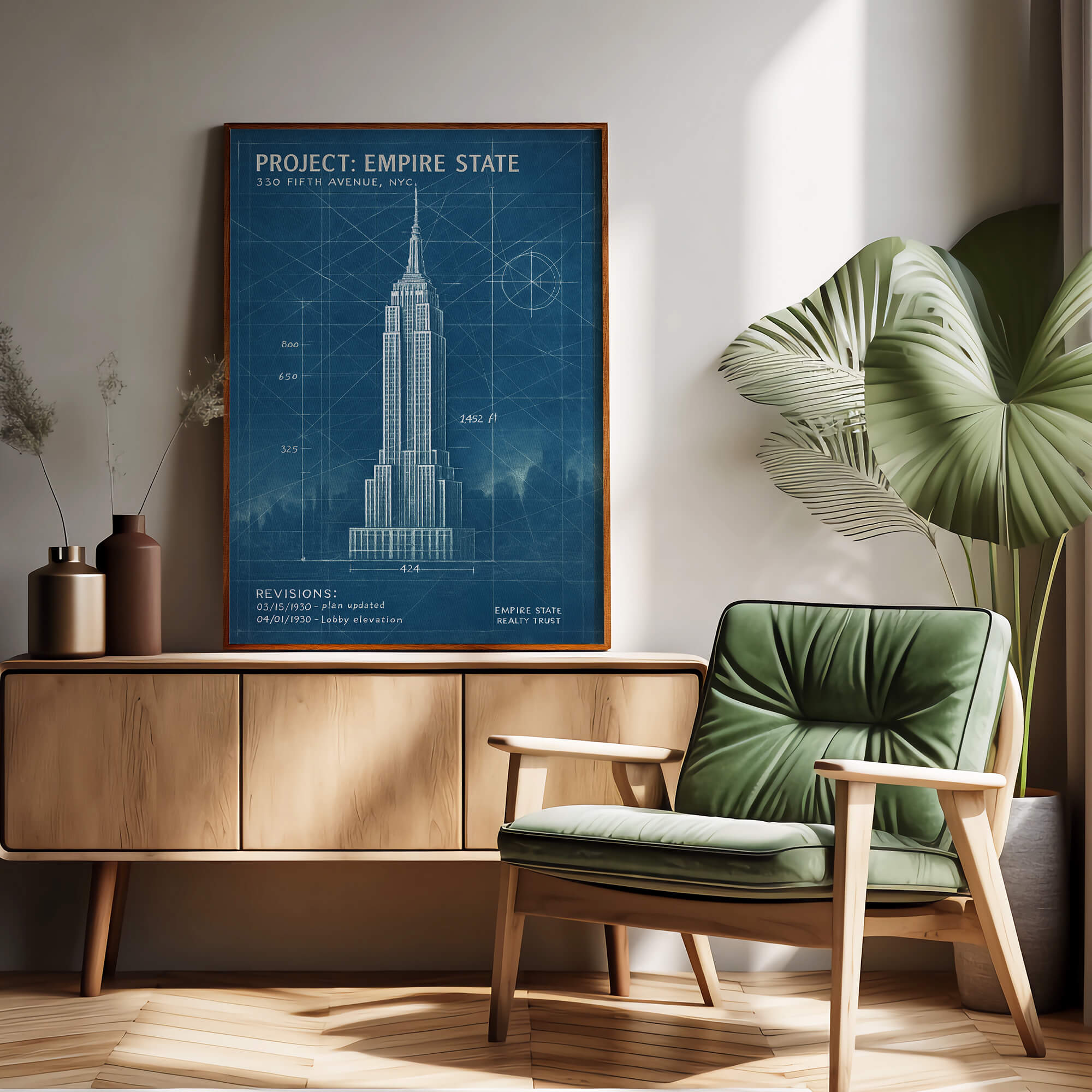 Empire State Building Blueprint Poster