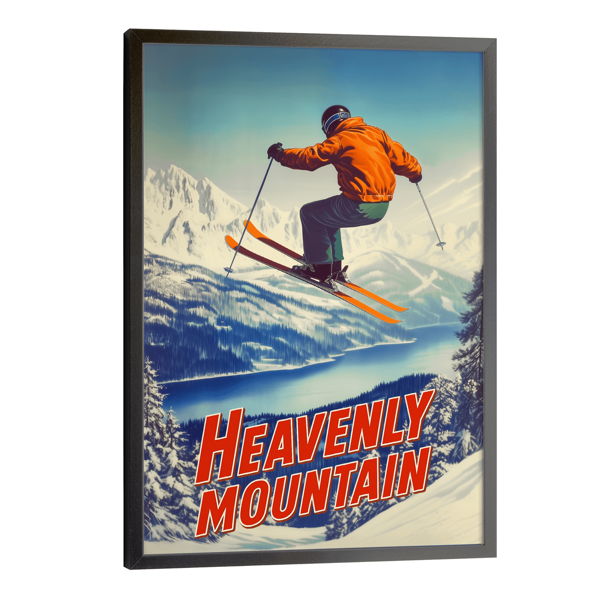 Heavenly Mountain, California/Nevada Vintage Ski Travel Poster