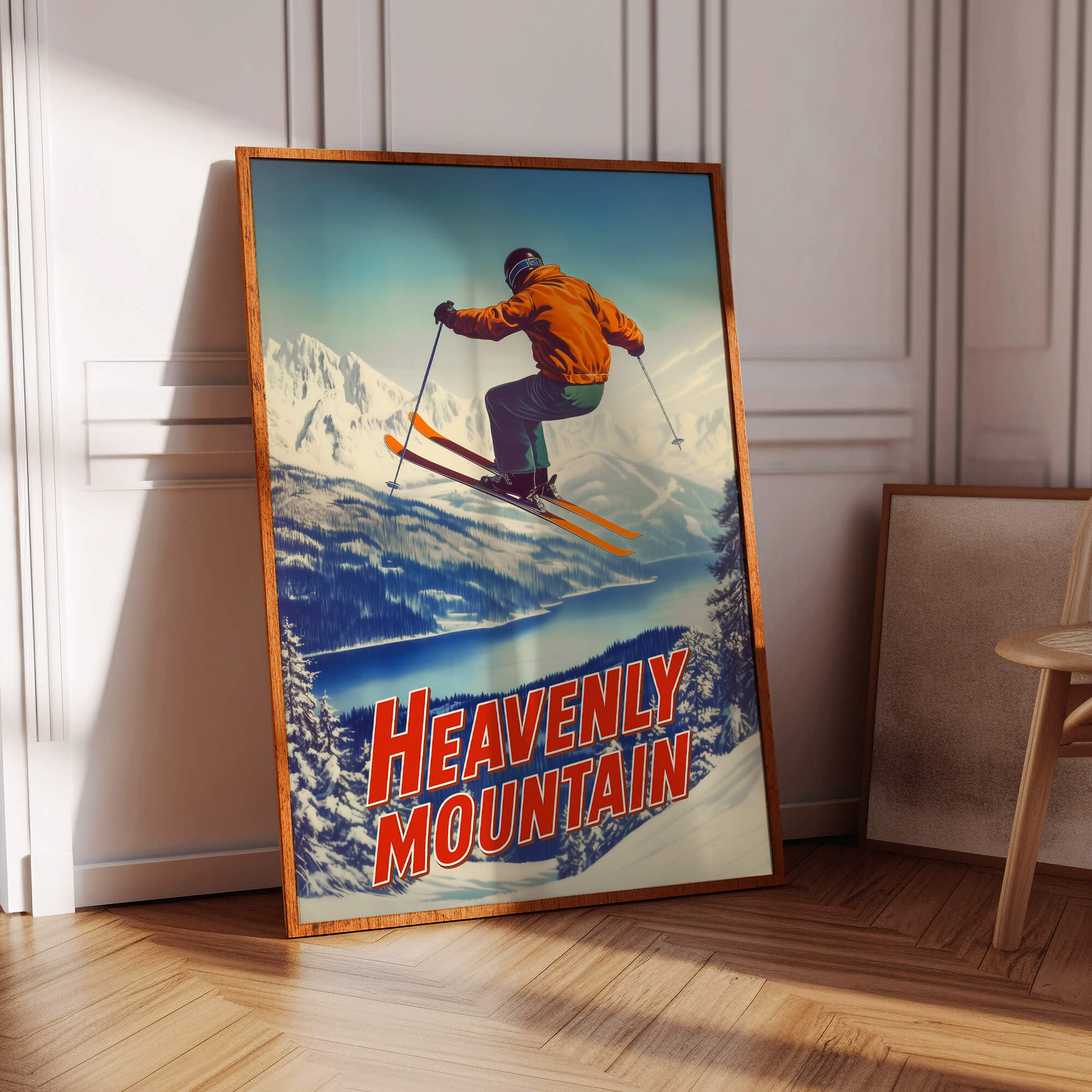 Heavenly Mountain, California/Nevada Vintage Ski Travel Poster