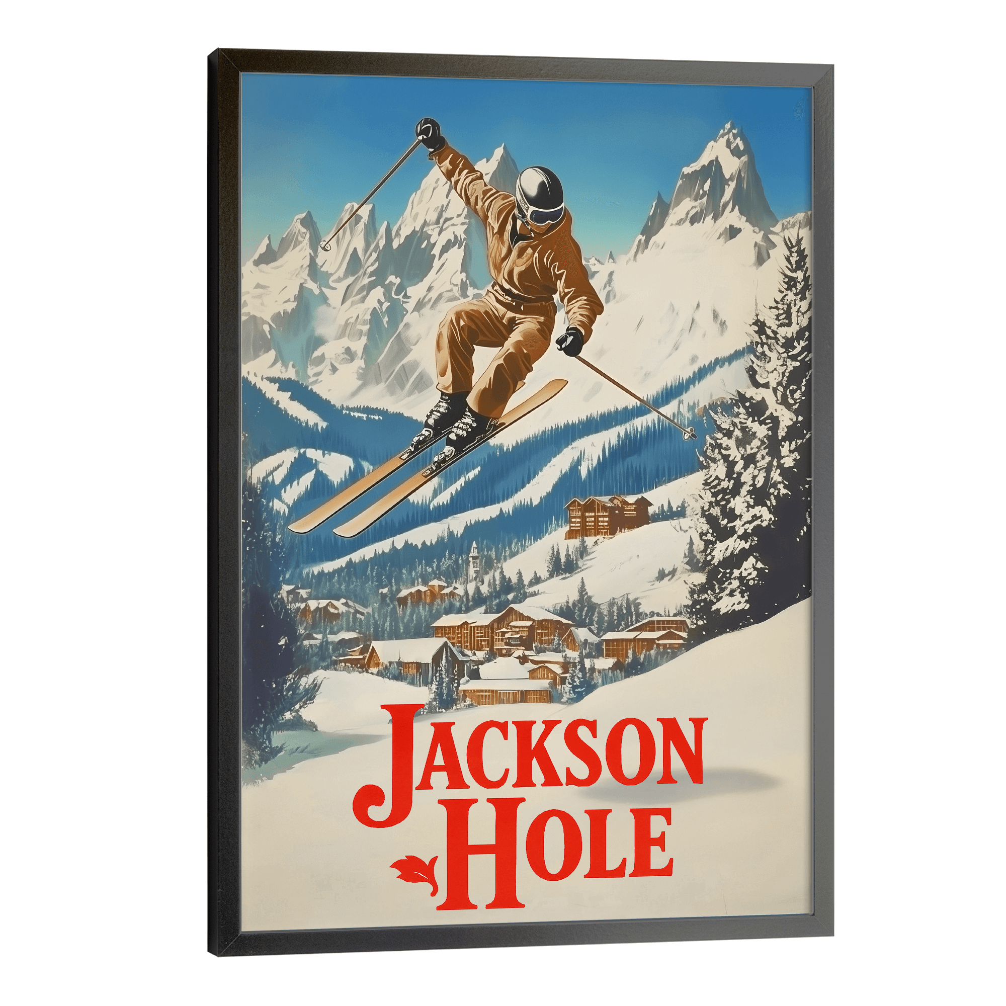 Jackson Hole, Wyoming Vintage Ski Travel Poster