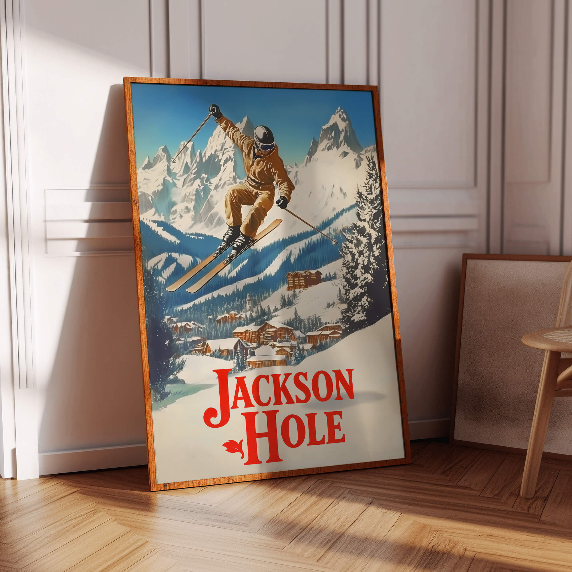 Jackson Hole, Wyoming Vintage Ski Travel Poster