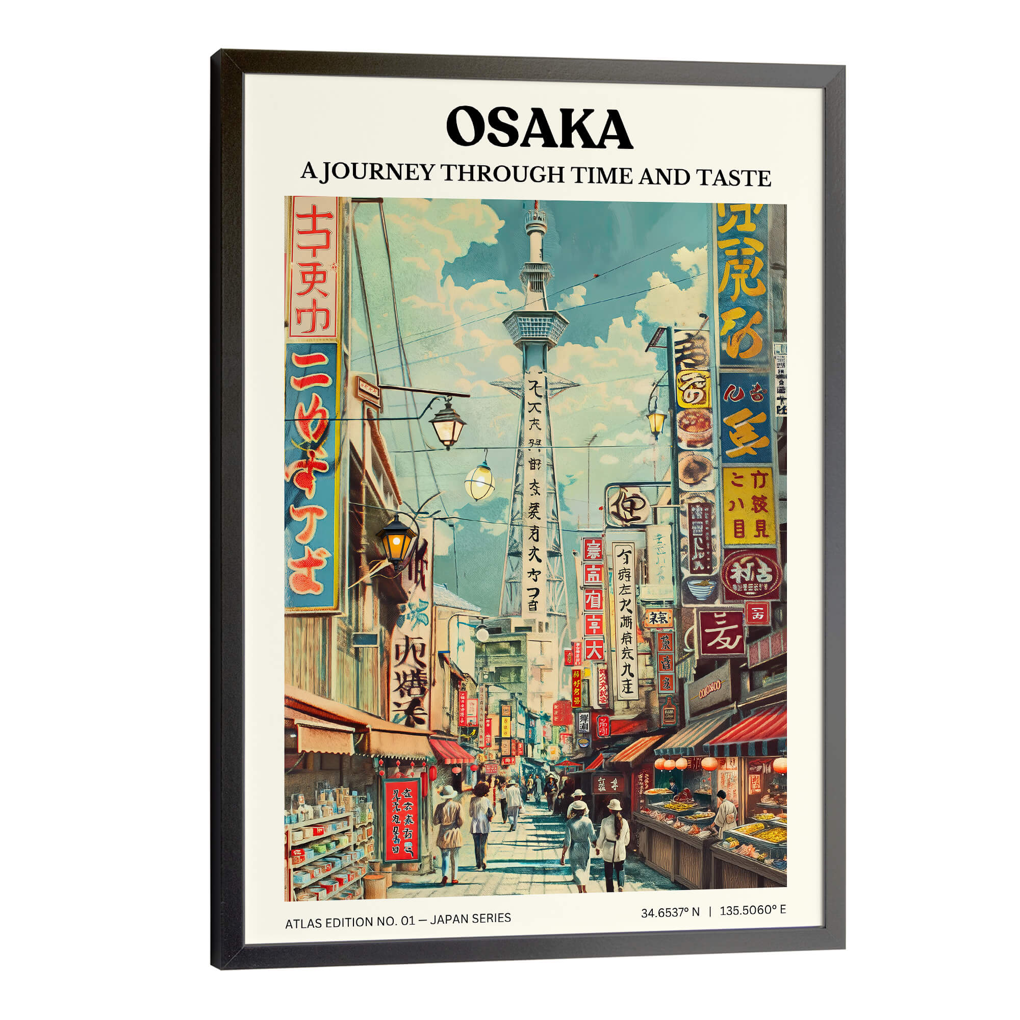 Osaka Lantern Street Travel Poster