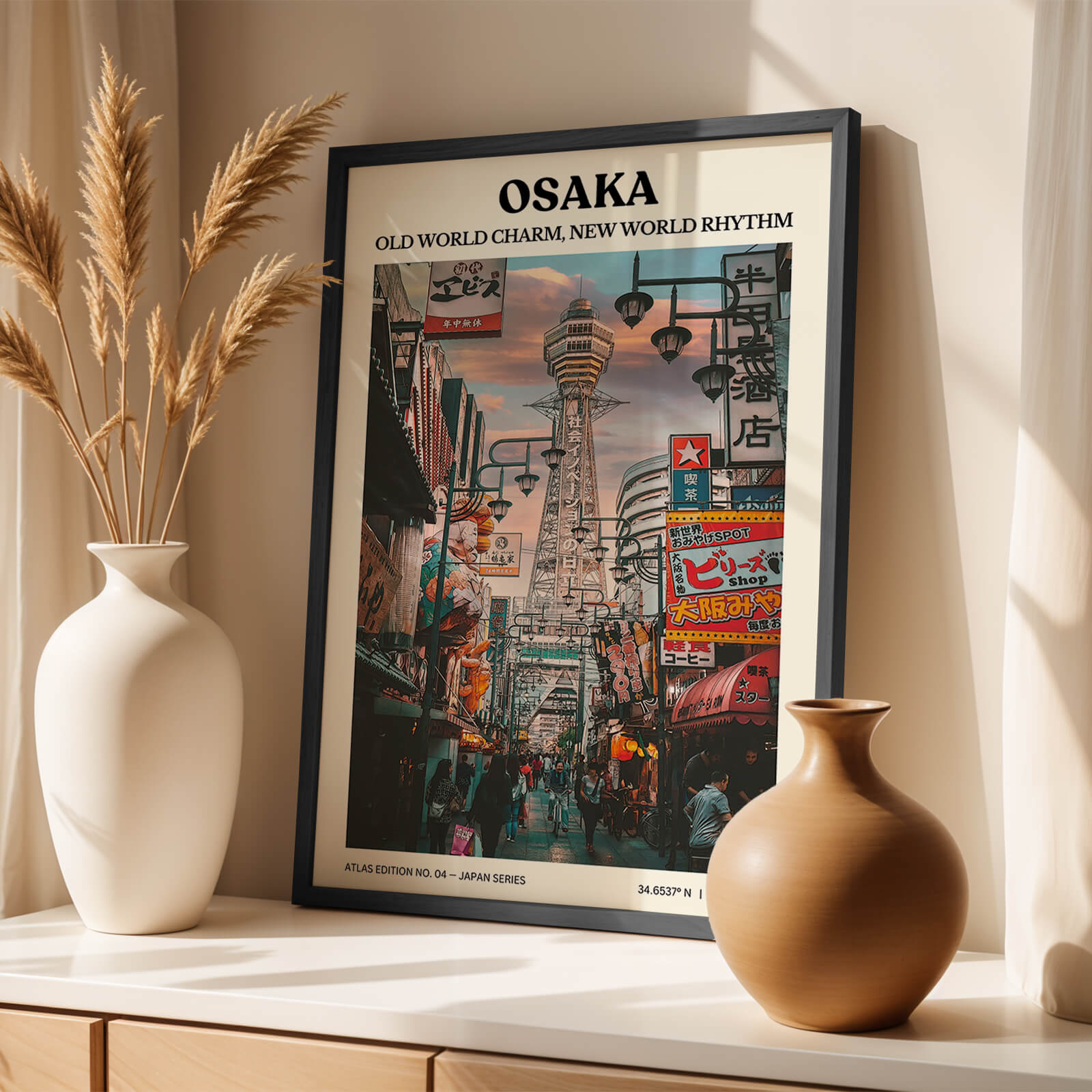 Osaka at Sunset Travel Poster