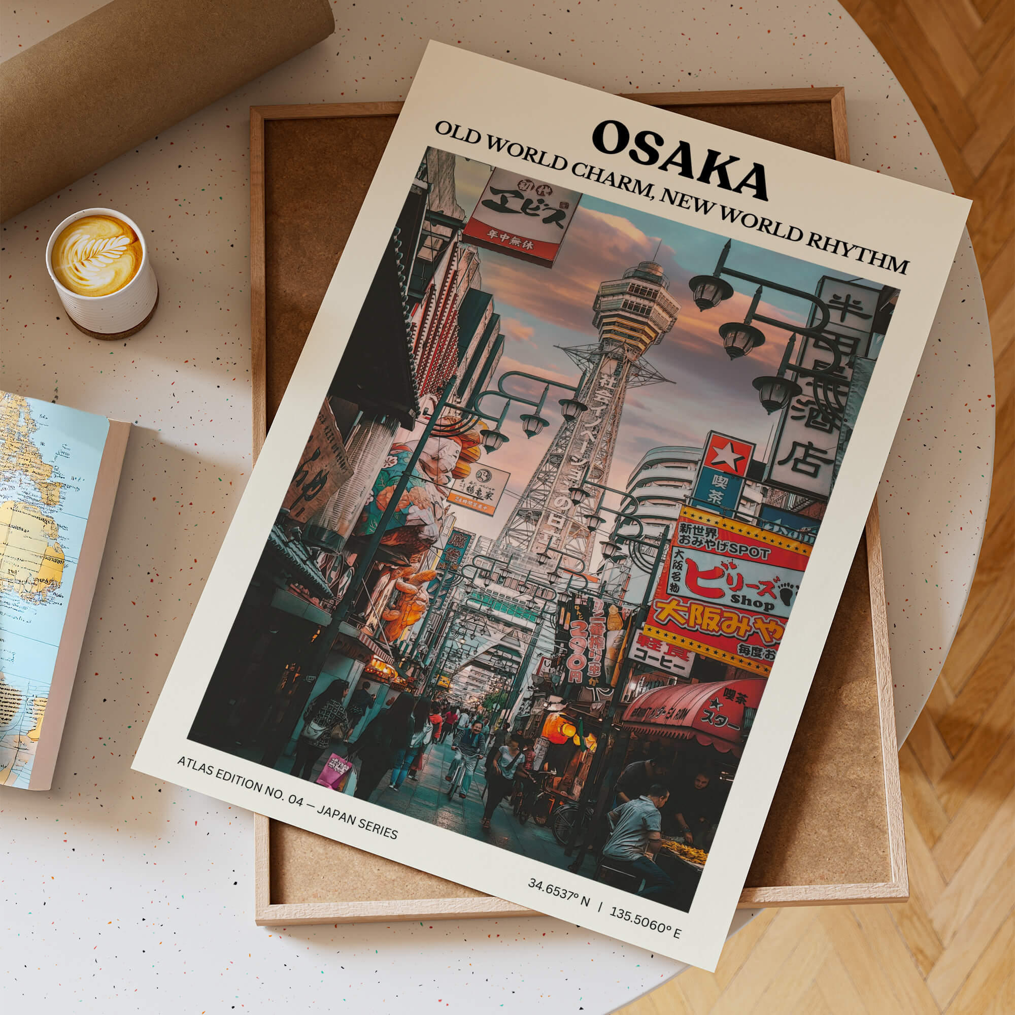 Osaka at Sunset Travel Poster