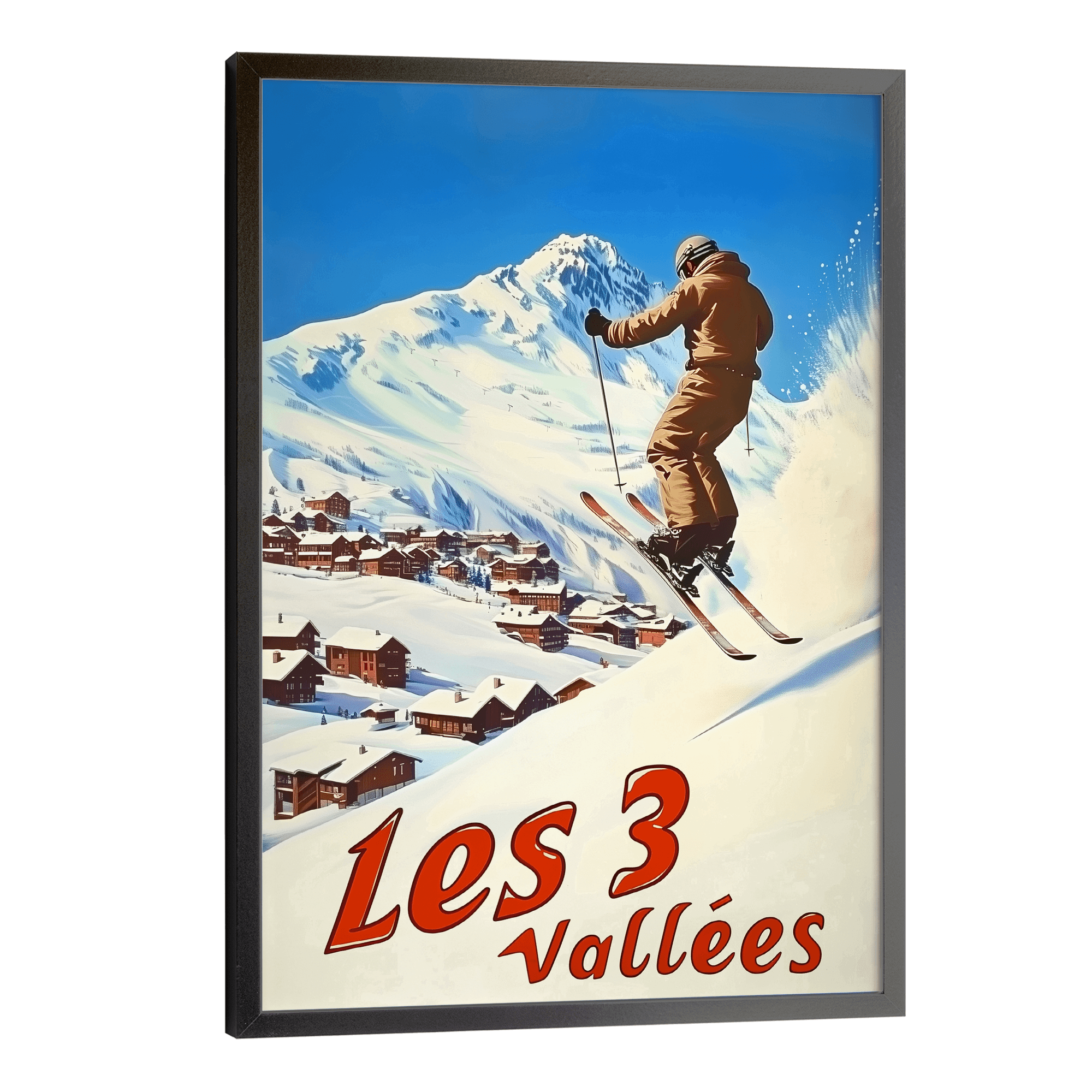 Les 3 Vallées, France Vintage Ski Travel Poster