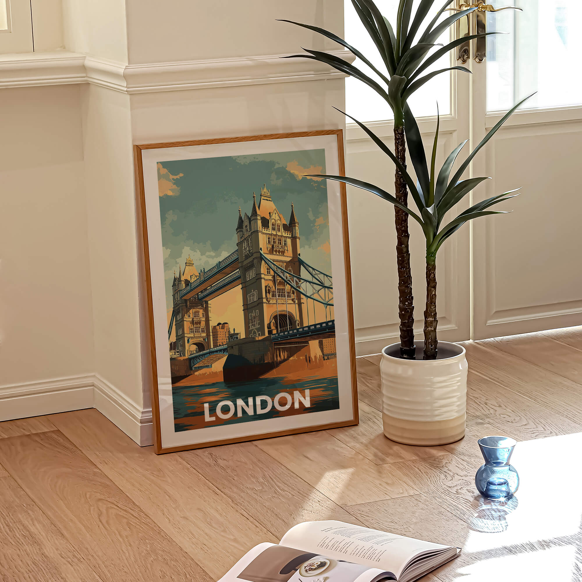 London Tower Bridge Vintage City Travel Poster