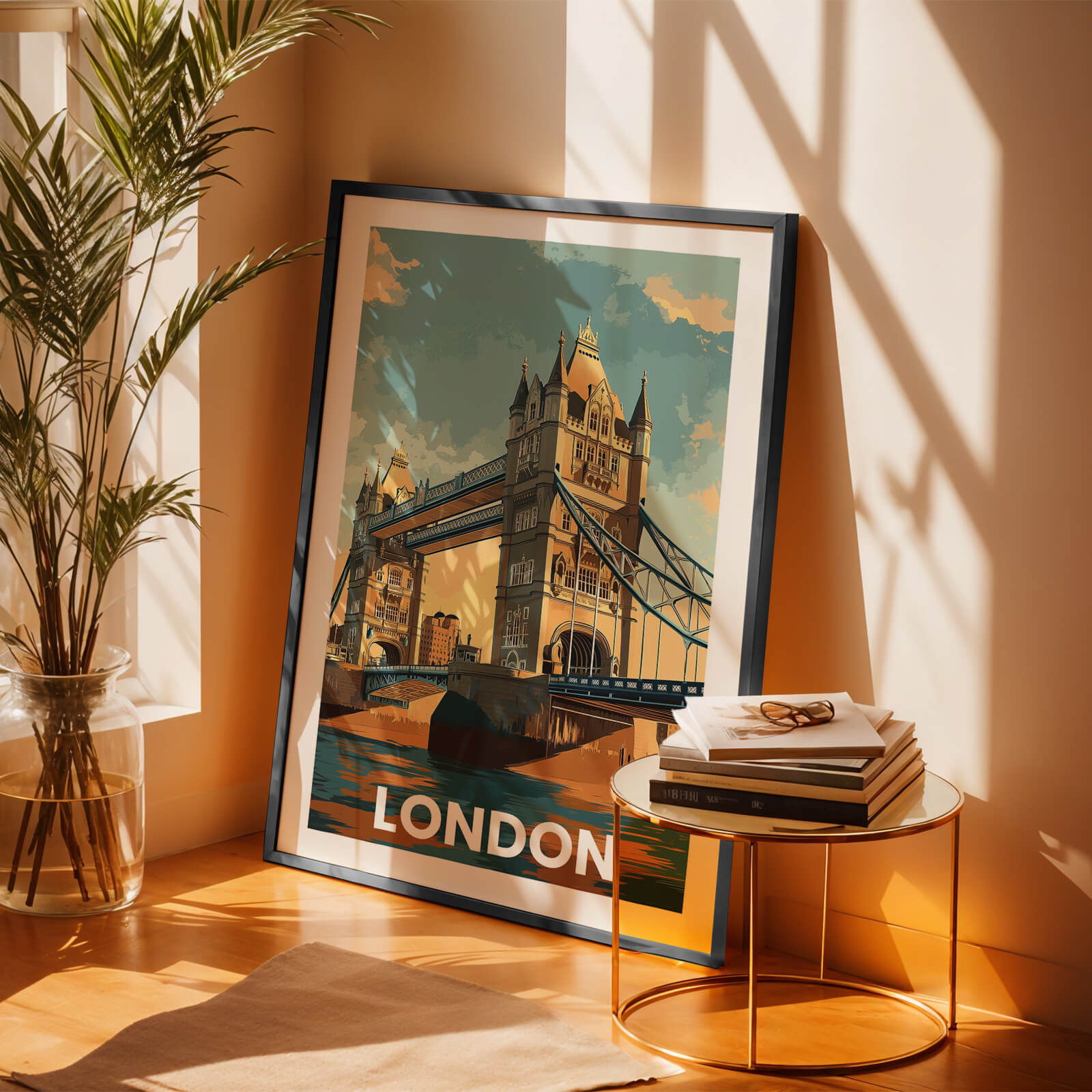 London Tower Bridge Vintage City Travel Poster