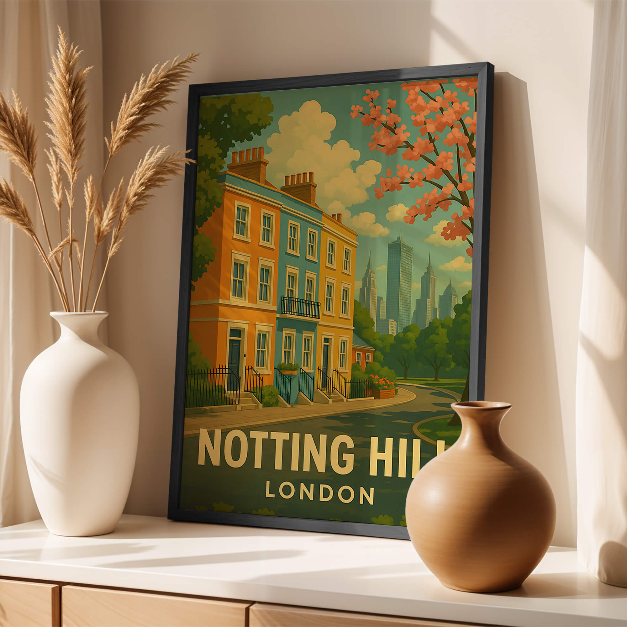 London Notting Hill Travel Poster