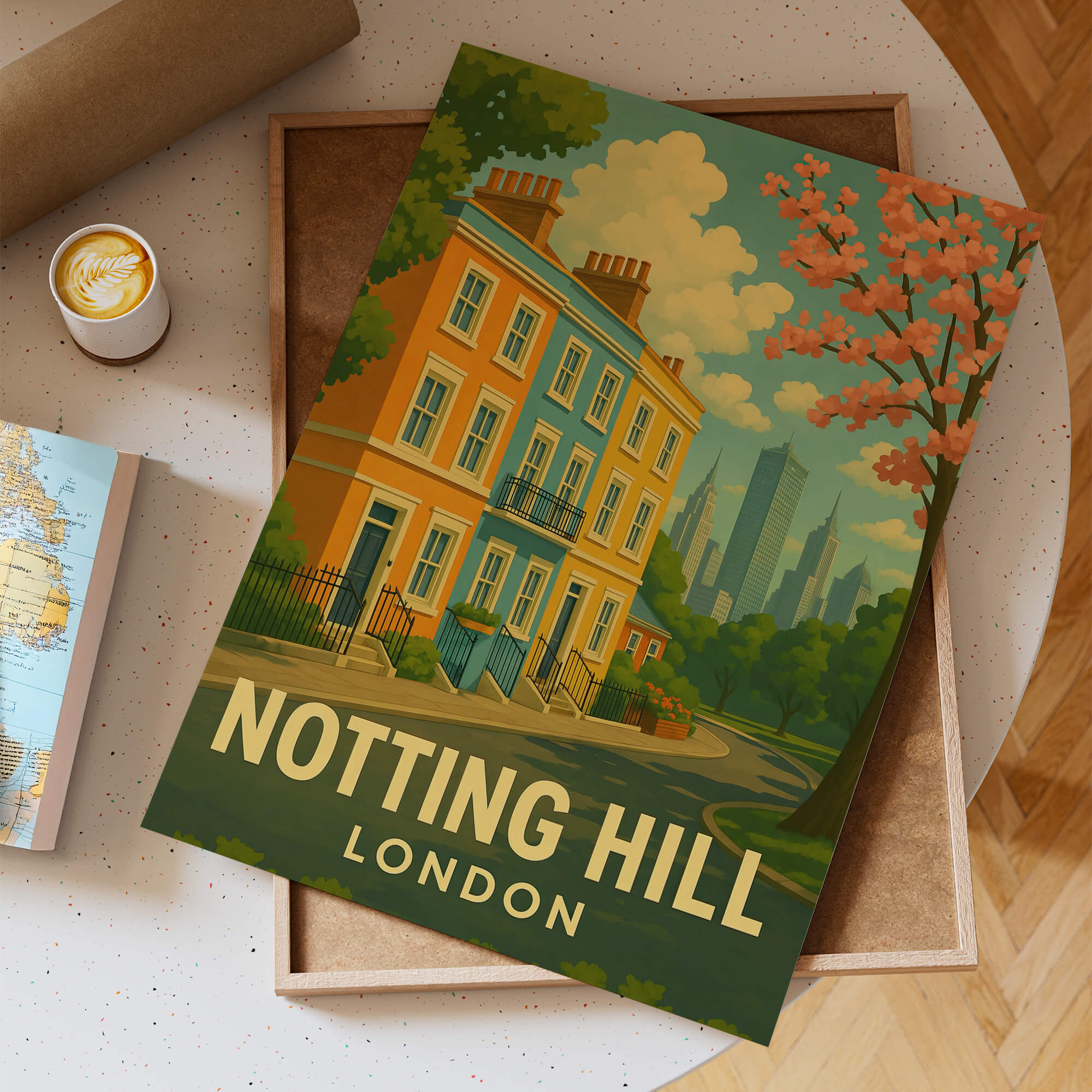 London Notting Hill Travel Poster