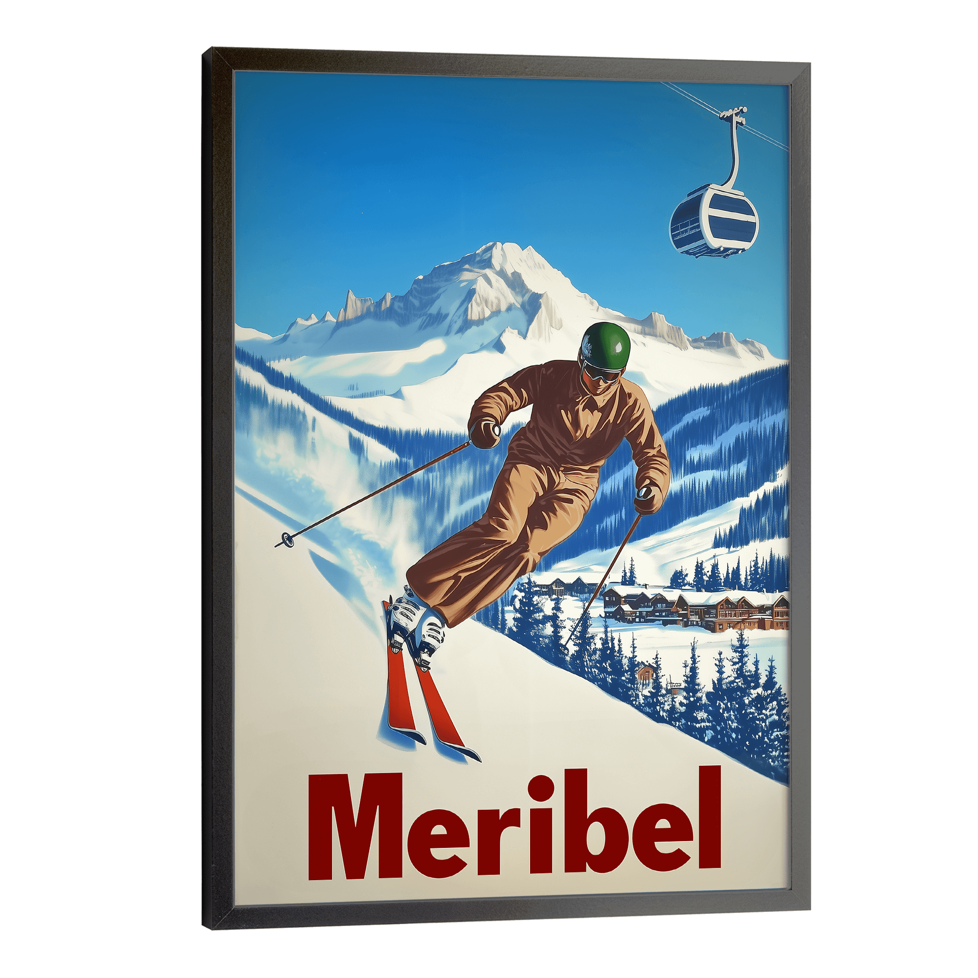 Meribel, France Vintage Ski Travel Poster