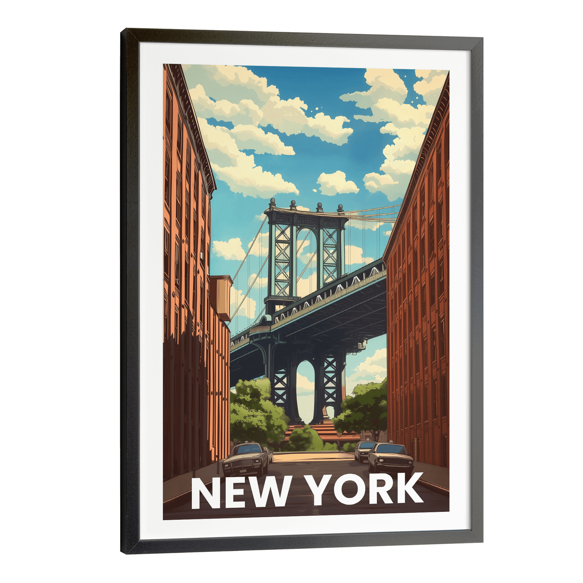 New York Brooklyn Bridge Vintage City Travel Poster