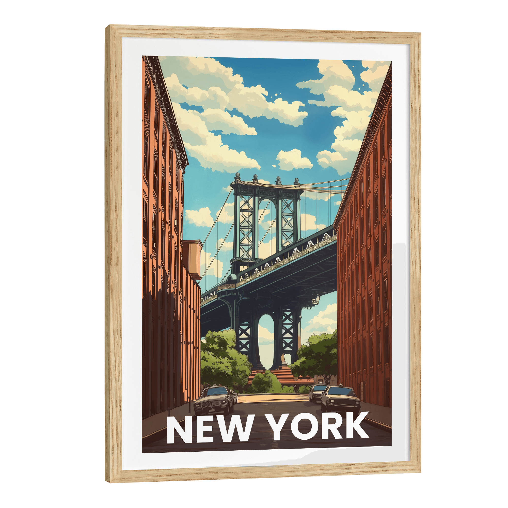 New York Brooklyn Bridge Vintage City Travel Poster