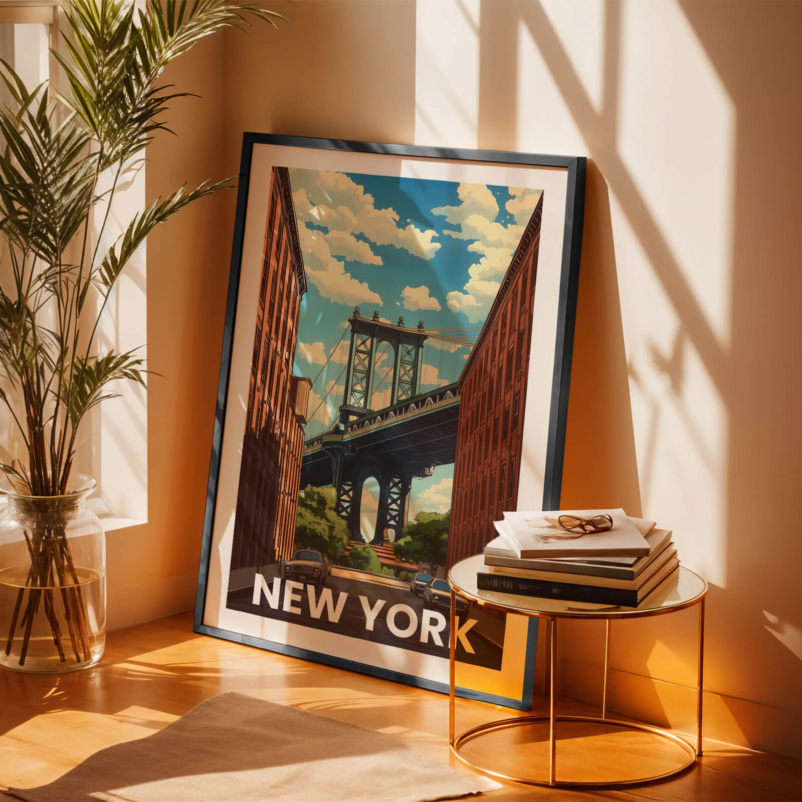 New York Brooklyn Bridge Vintage City Travel Poster
