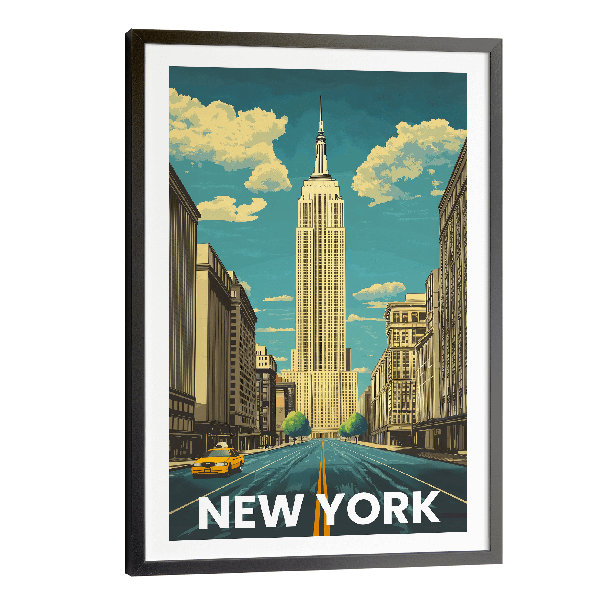 New York Empire State Building Vintage City Travel Poster