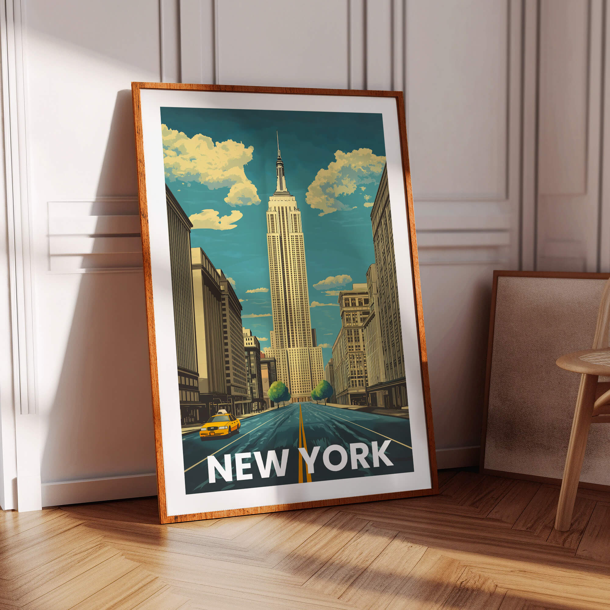 New York Empire State Building Vintage City Travel Poster