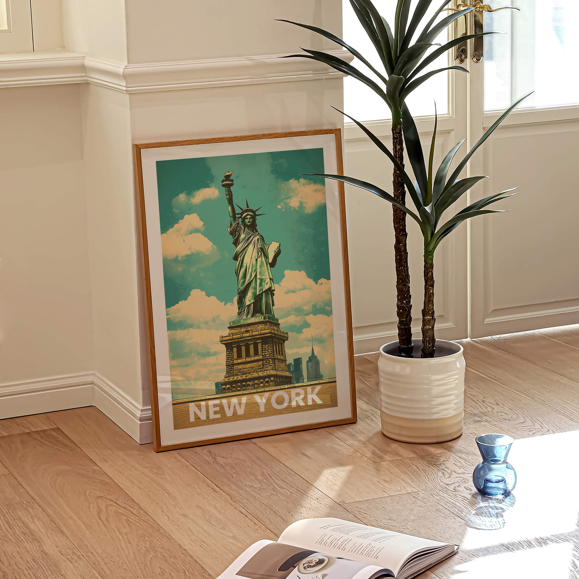 New York Statue of Liberty Vintage City Travel Poster