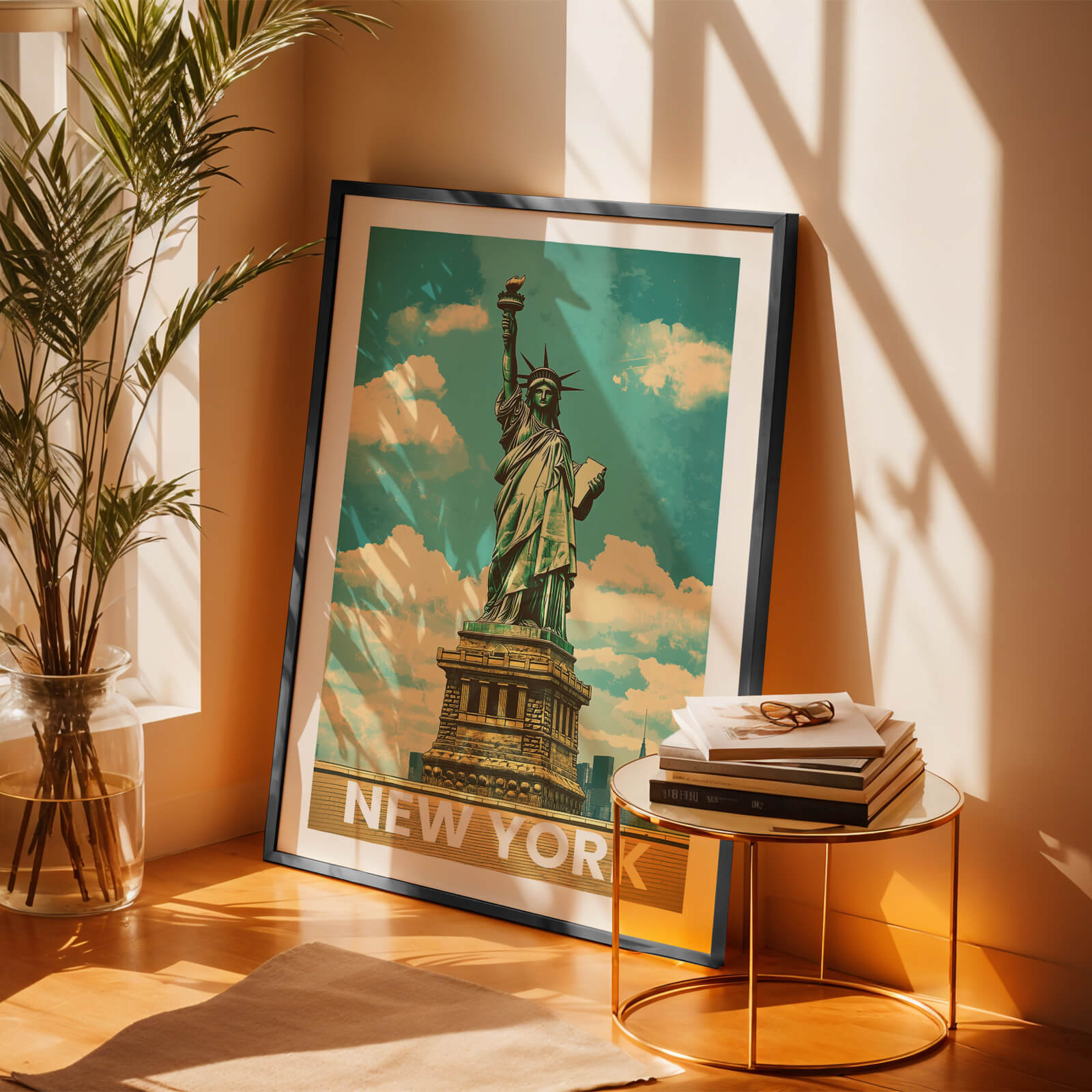 New York Statue of Liberty Vintage City Travel Poster