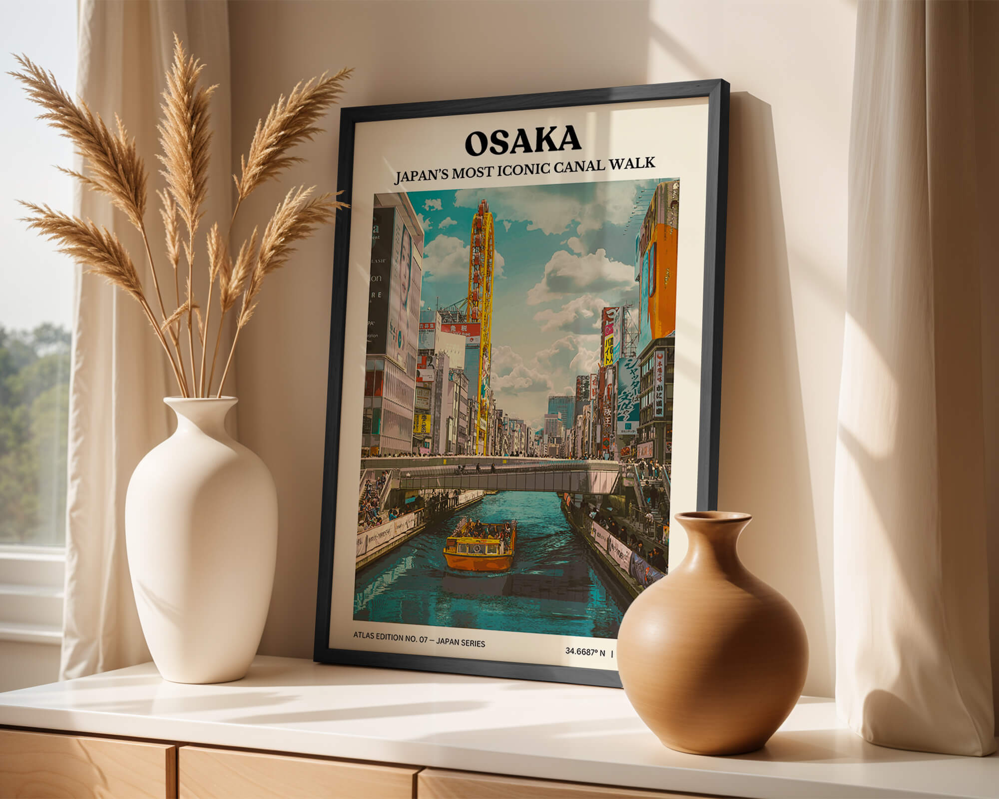 Osaka by the Canal Travel Poster