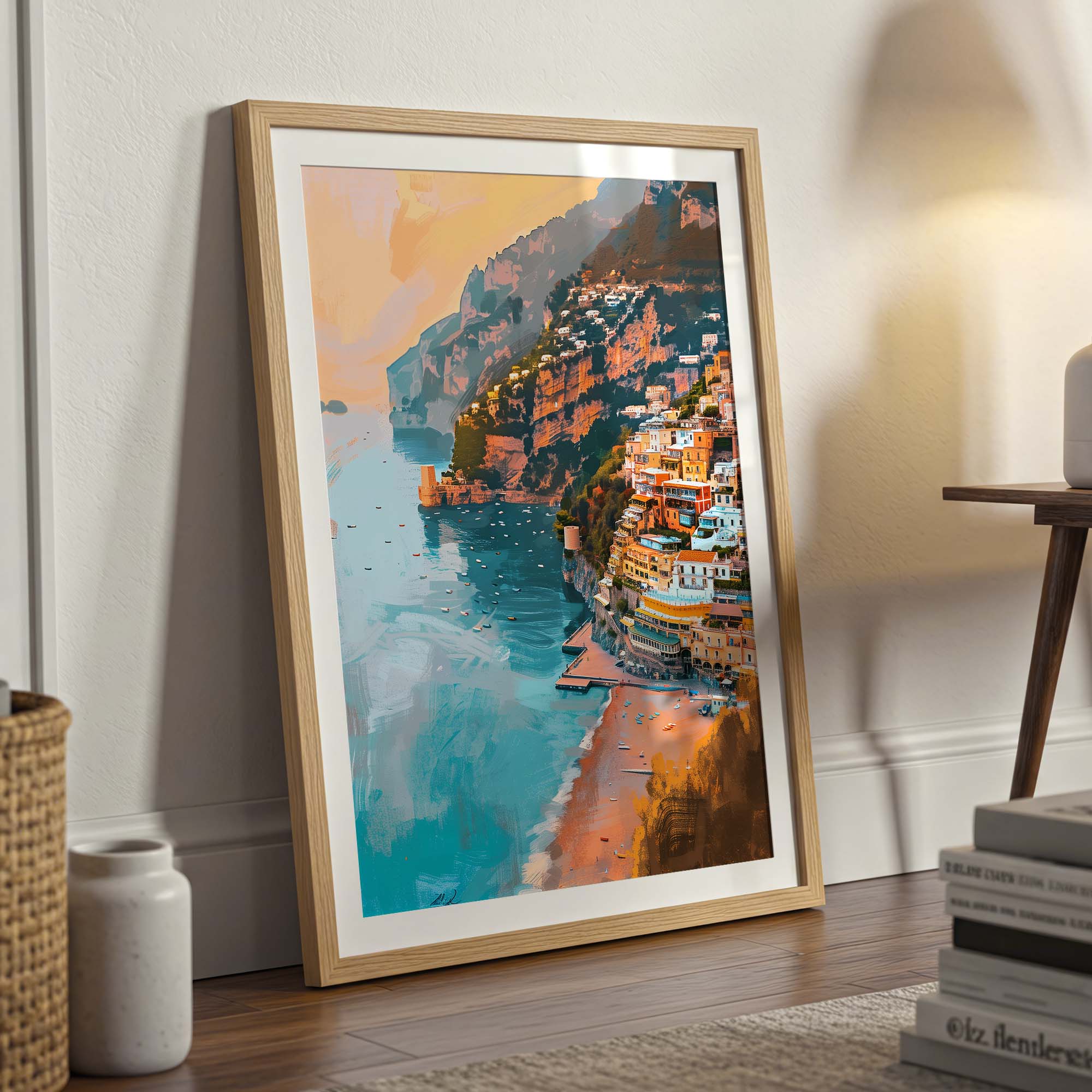 Pastel Sunset Over Positano Poster