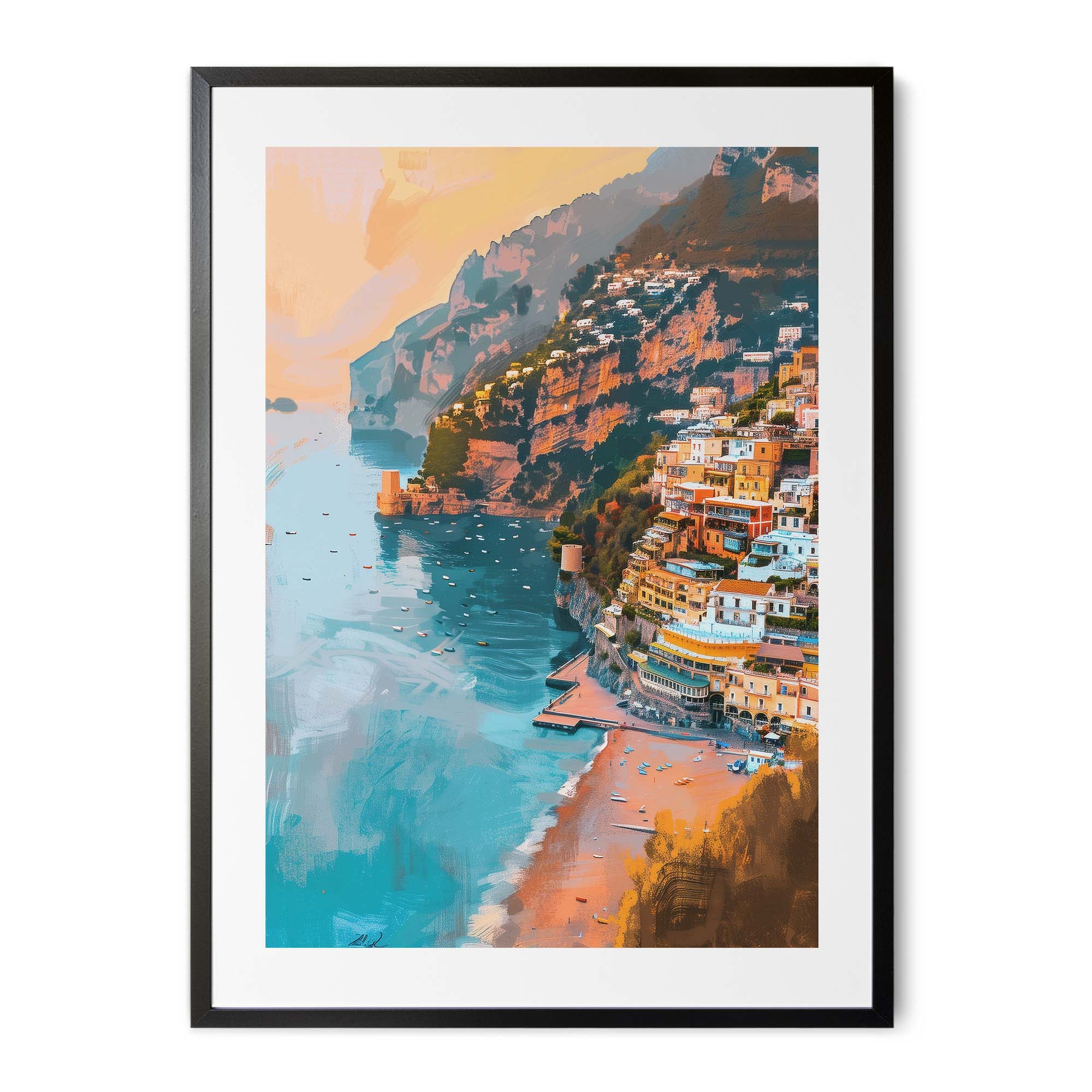 Golden Cliffs of Positano Poster