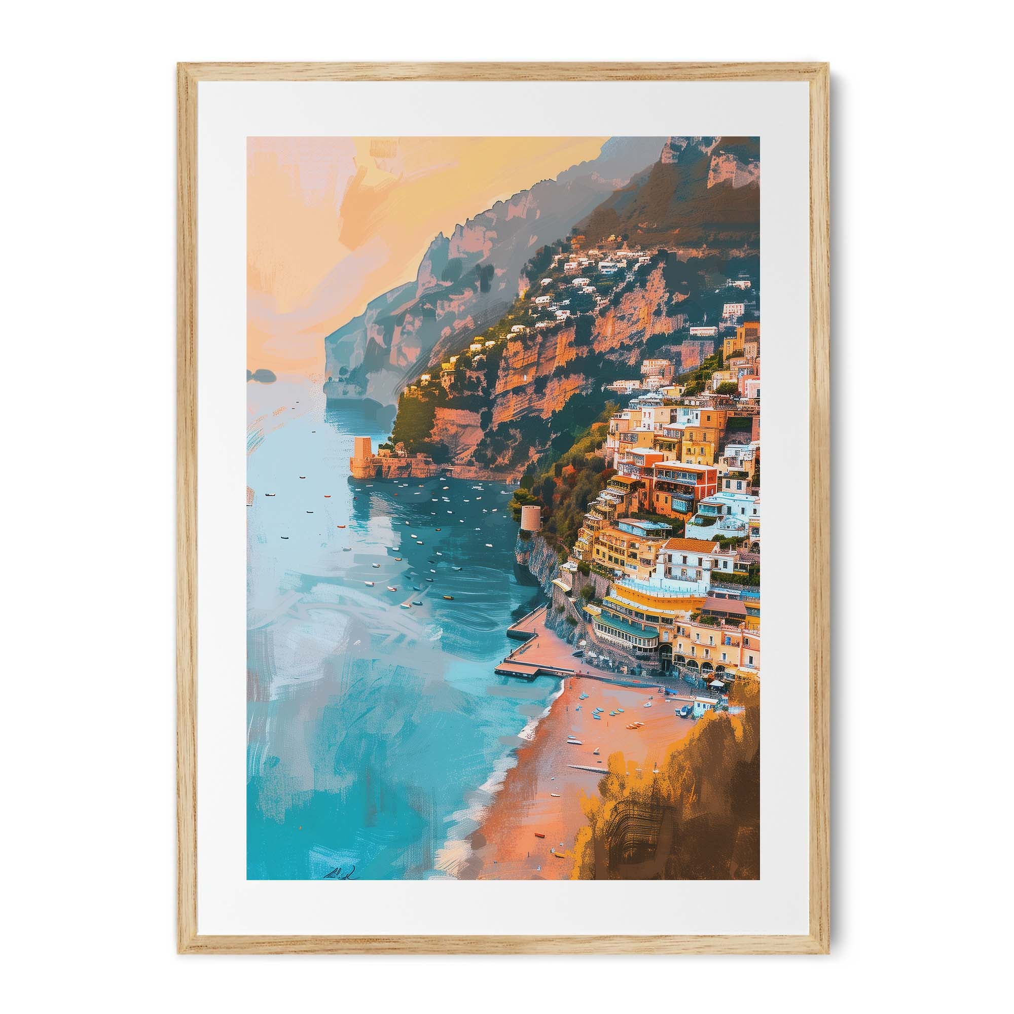 Golden Cliffs of Positano Poster
