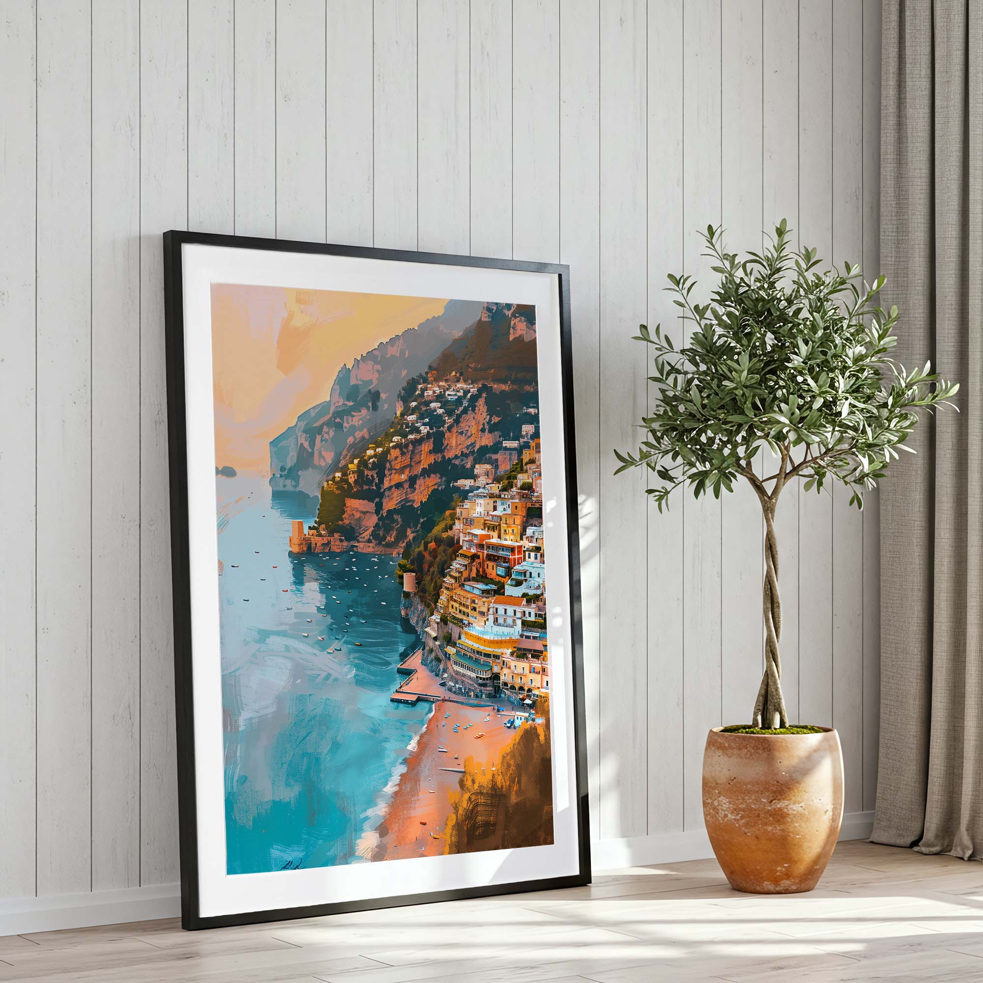 Golden Cliffs of Positano Poster